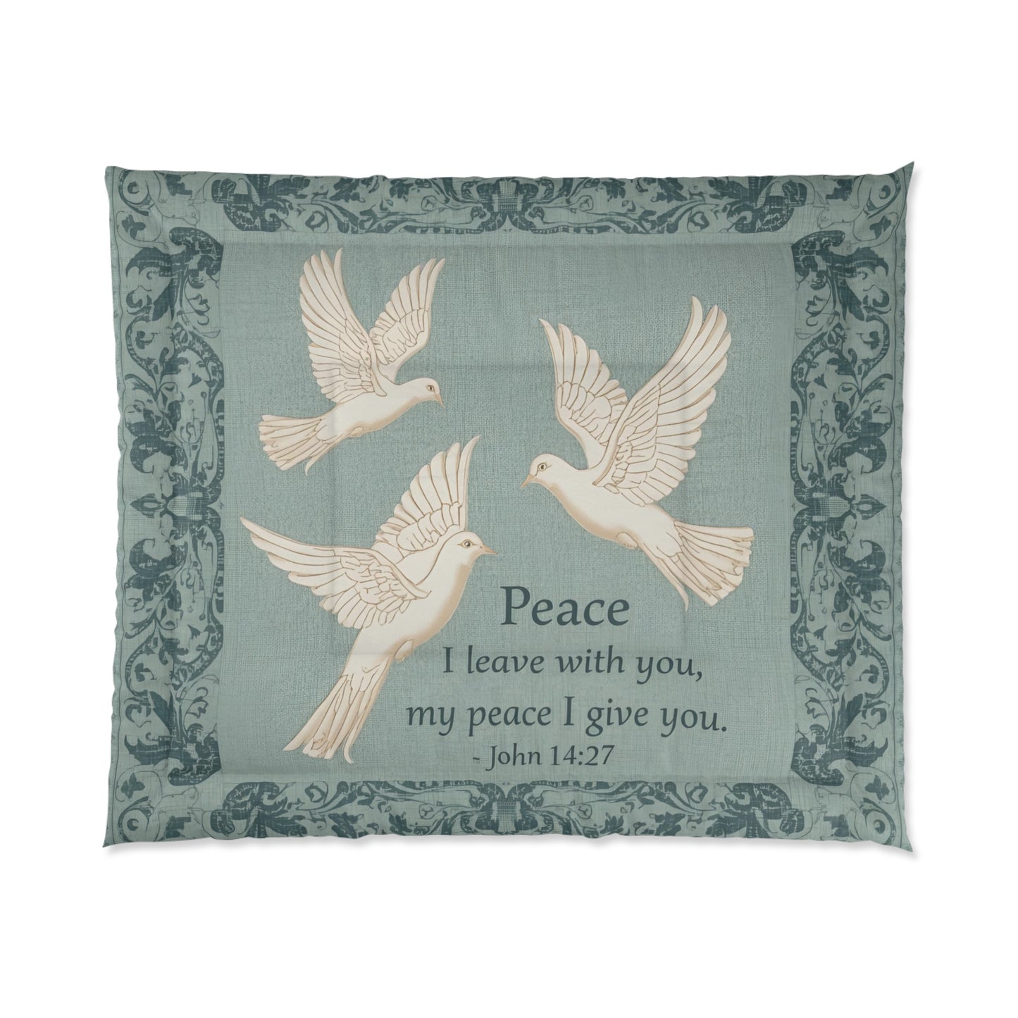 Comforter — Peace Doves John 14:27 Religious Quilt Cover