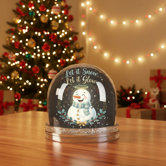Let It Snow, Let It Glow Snow Globe – Festive Snowman Holiday Decor