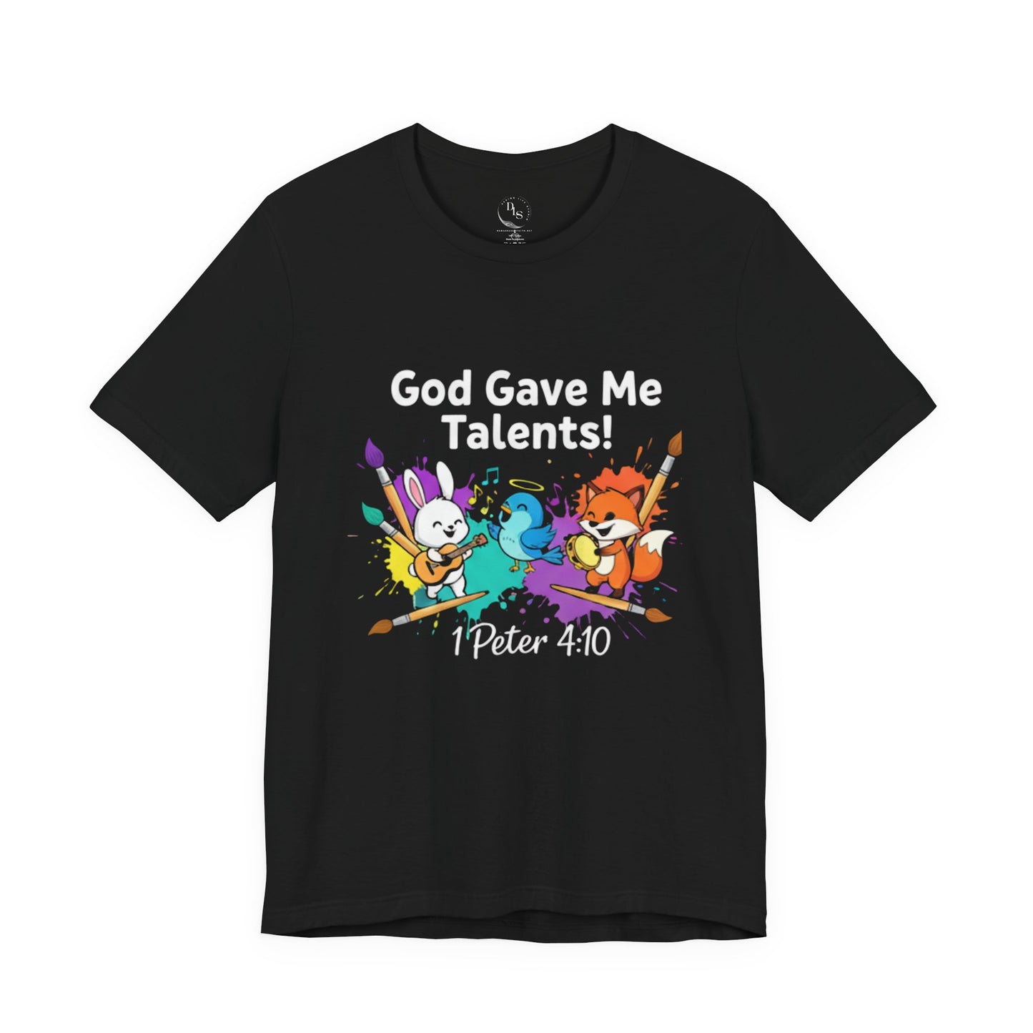 God Gave Me Talents Kids T-Shirt – 1 Peter 4:10 Cute Animal Musicians Faith Tee