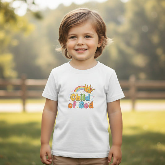 Child of God Toddler T‑Shirt — Cute Rainbow Crown Faith Tee for Kids