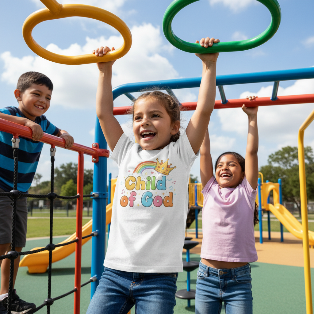 Child of God Toddler T‑Shirt — Cute Rainbow Crown Faith Tee for Kids