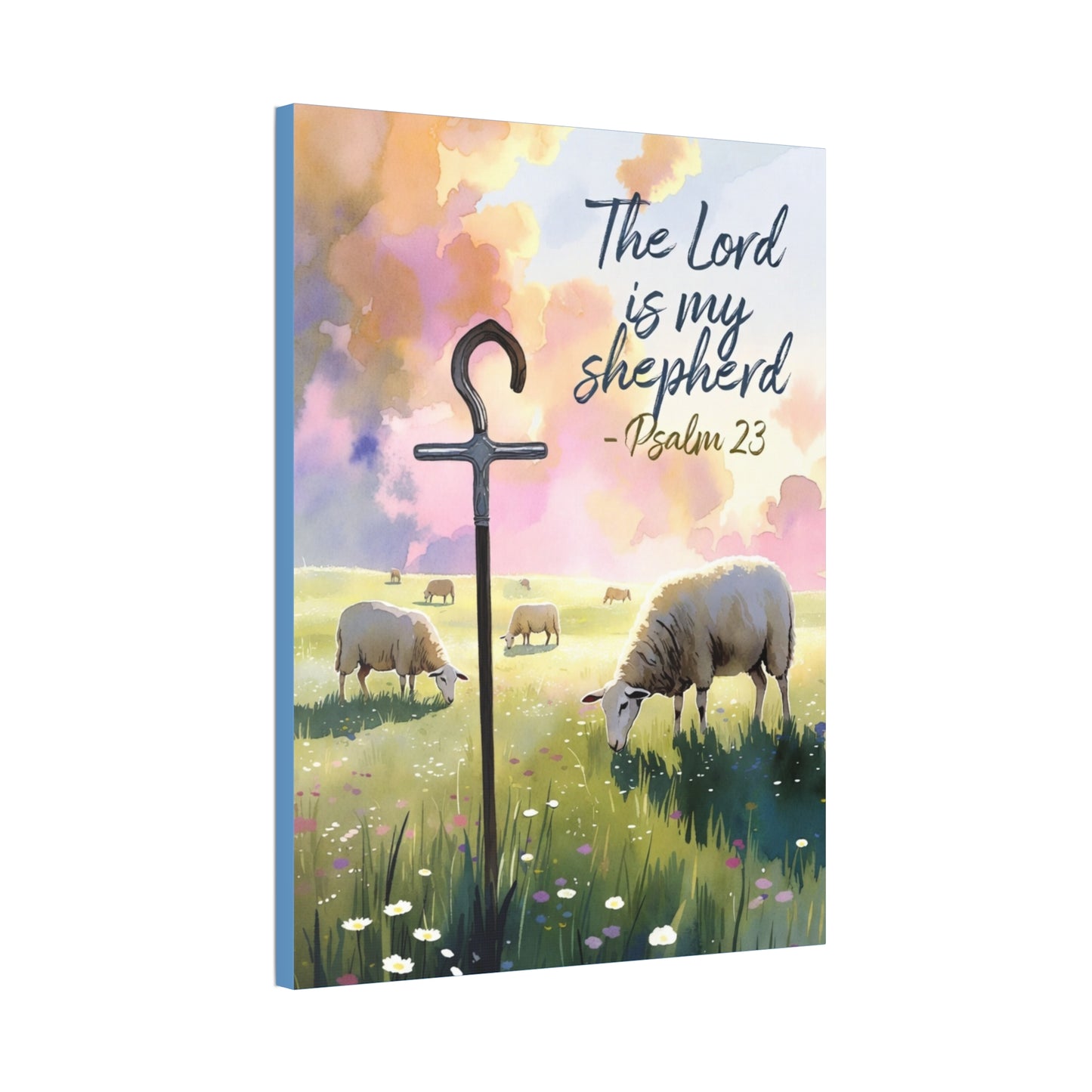 Psalm 23 Canvas Wall Art – “The Lord is My Shepherd” Stretched Canvas