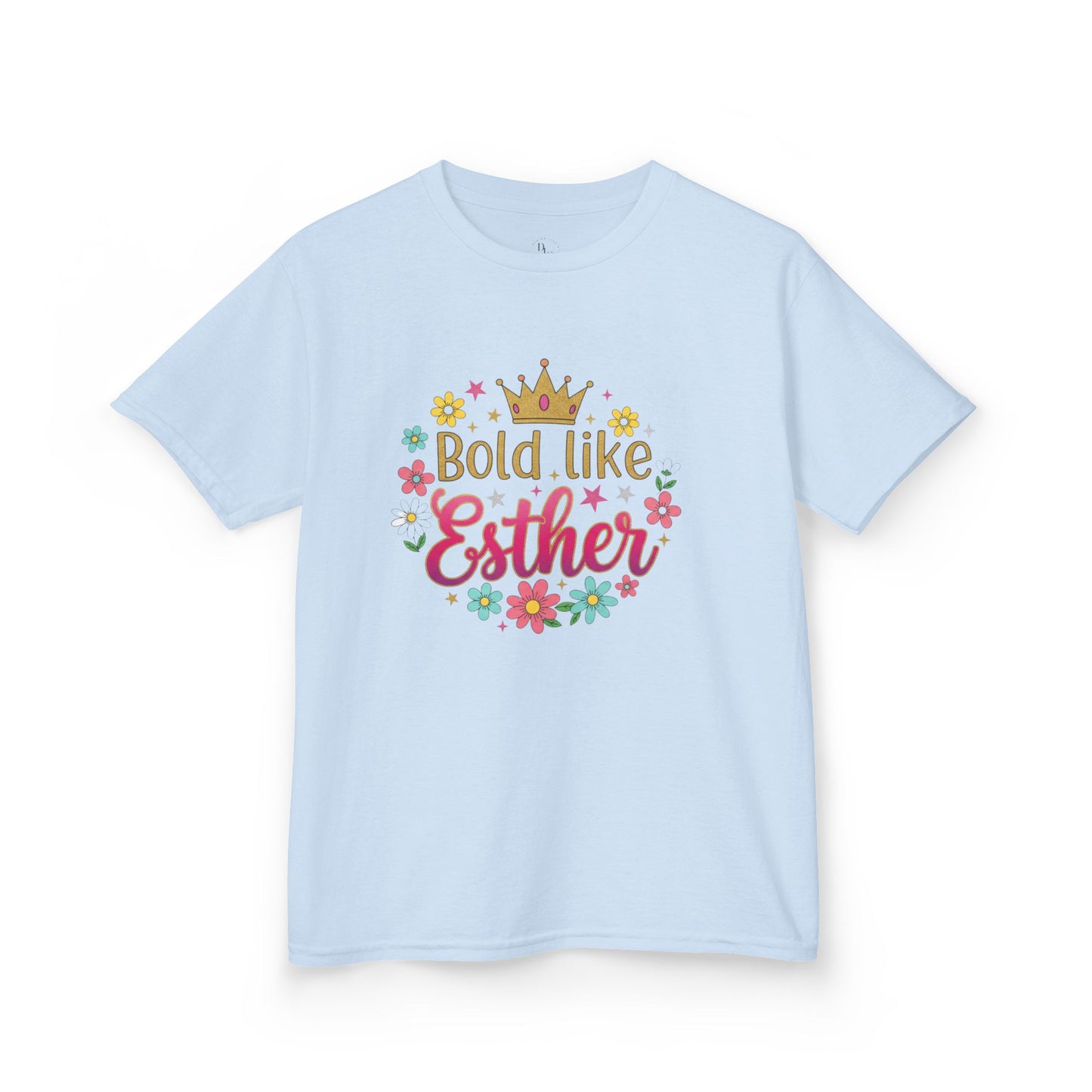 Kids Tee — "Bold Like Esther" Floral Crown Inspirational Shirt