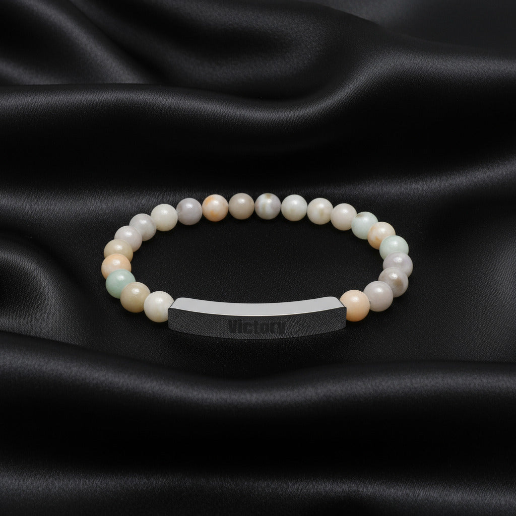 Personalized Natural Stone Bar Bracelet