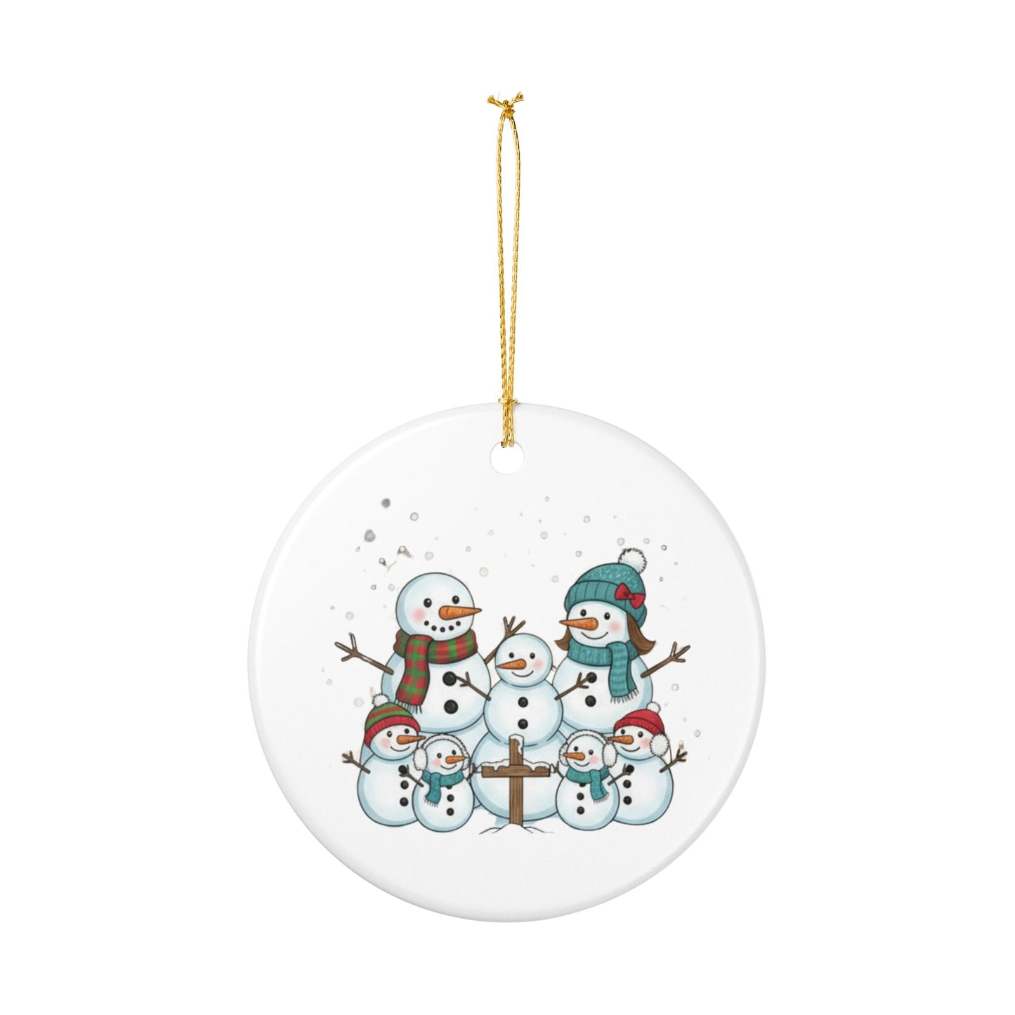 Snowman Family Ceramic Christmas Ornament