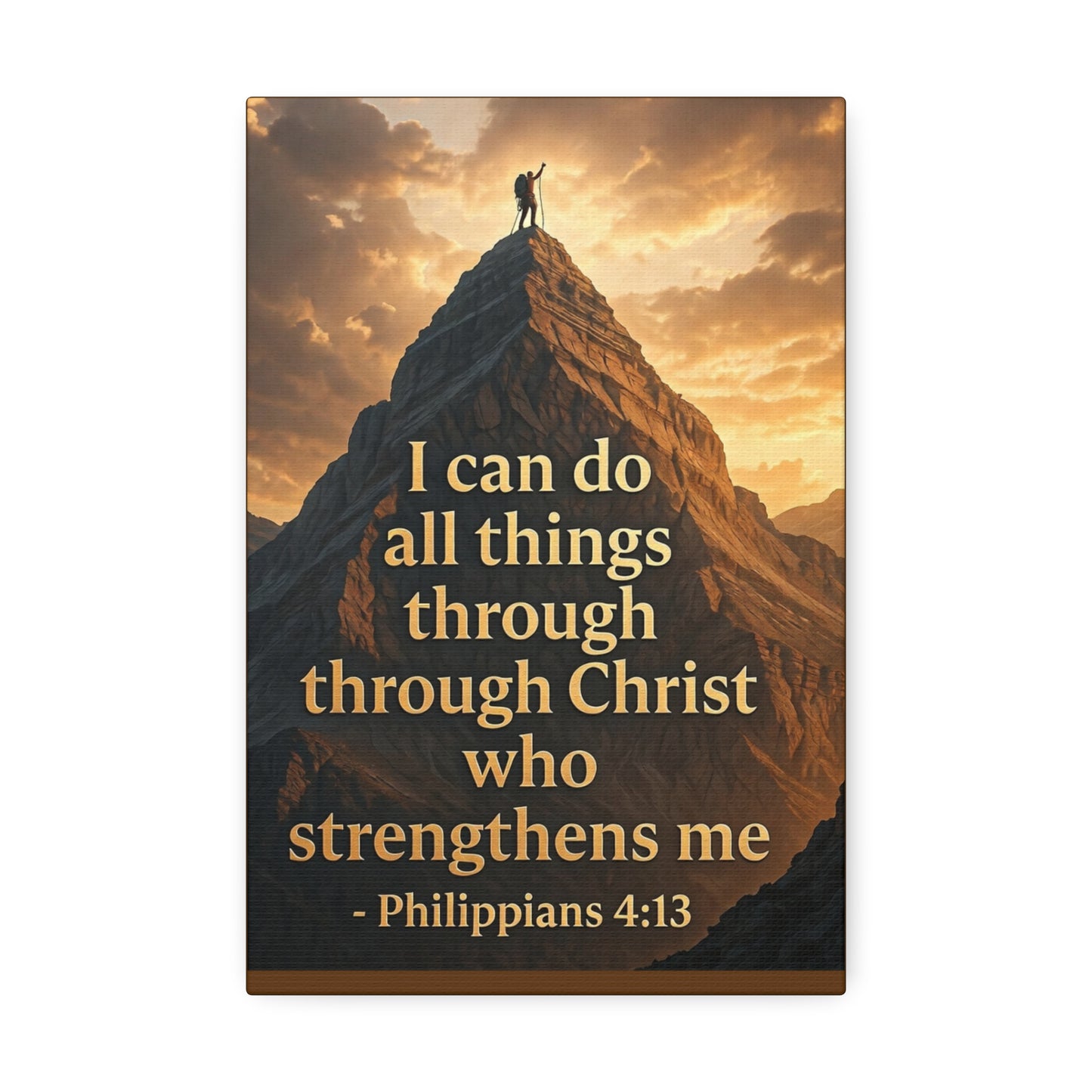 Philippians 4:13 Mountain Canvas Print — Inspirational Christian Wall Art