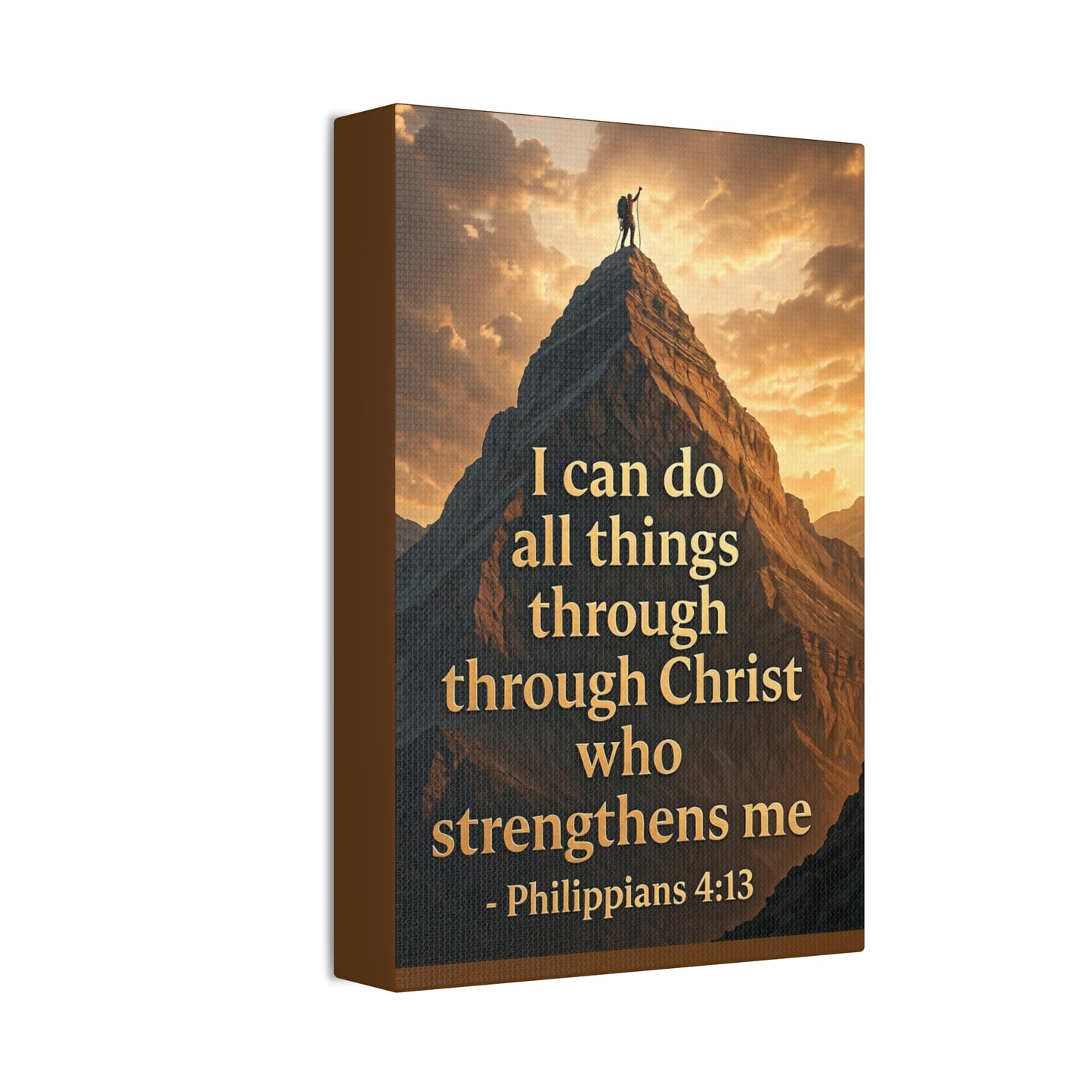 Philippians 4:13 Mountain Canvas Print — Inspirational Christian Wall Art