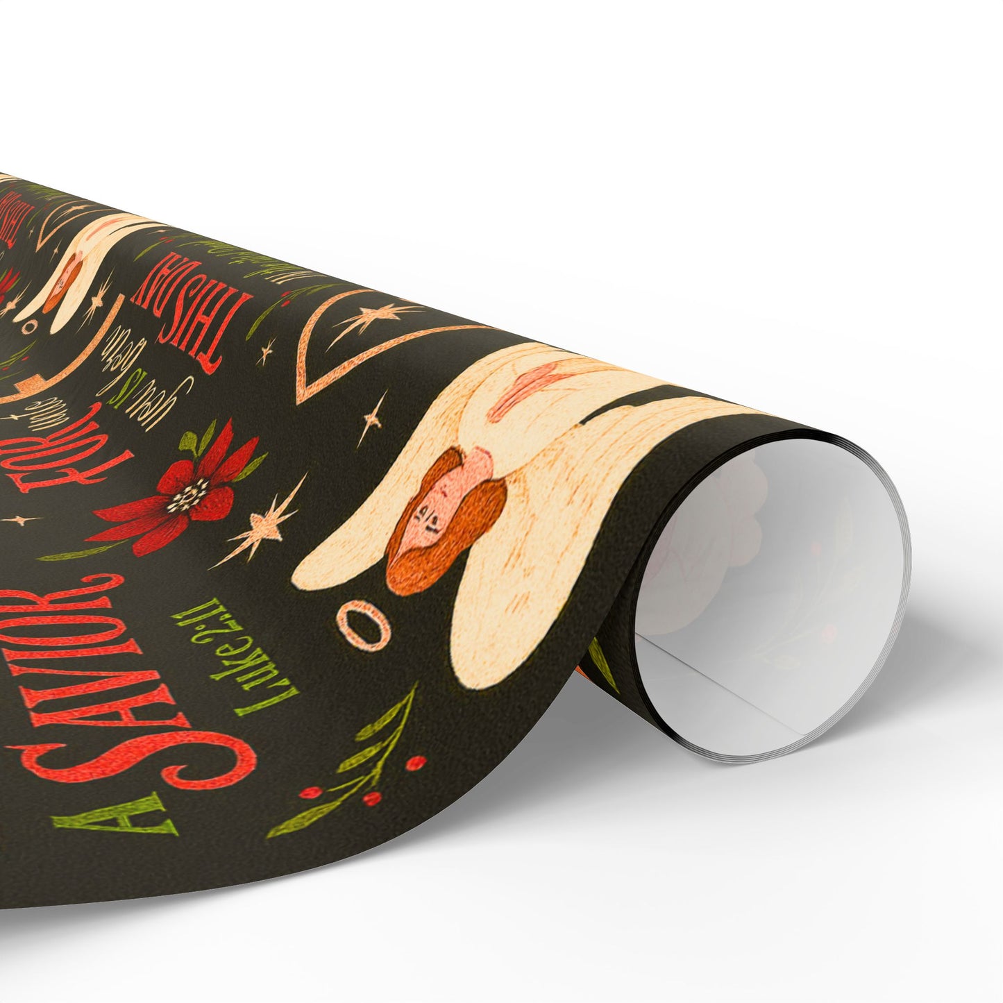 Christian Nativity Wrapping Paper – 'For This Day a Savior Is Born' Holiday Gift Wrap (Angels, Crosses & Manger Pattern)
