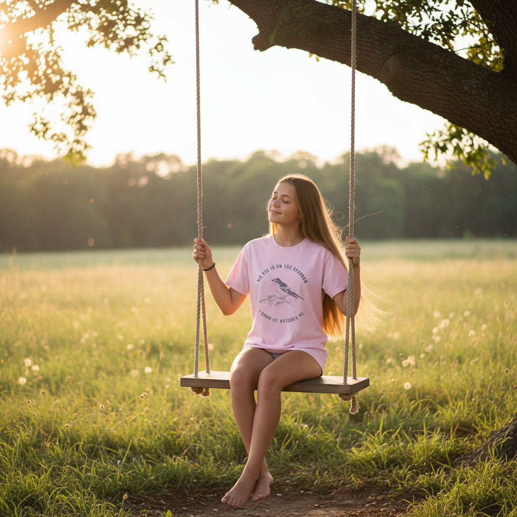 His eye is on the sparrow, and I know He watches me, Casual Wear, Nature Lover Shirt, Spring Fashion