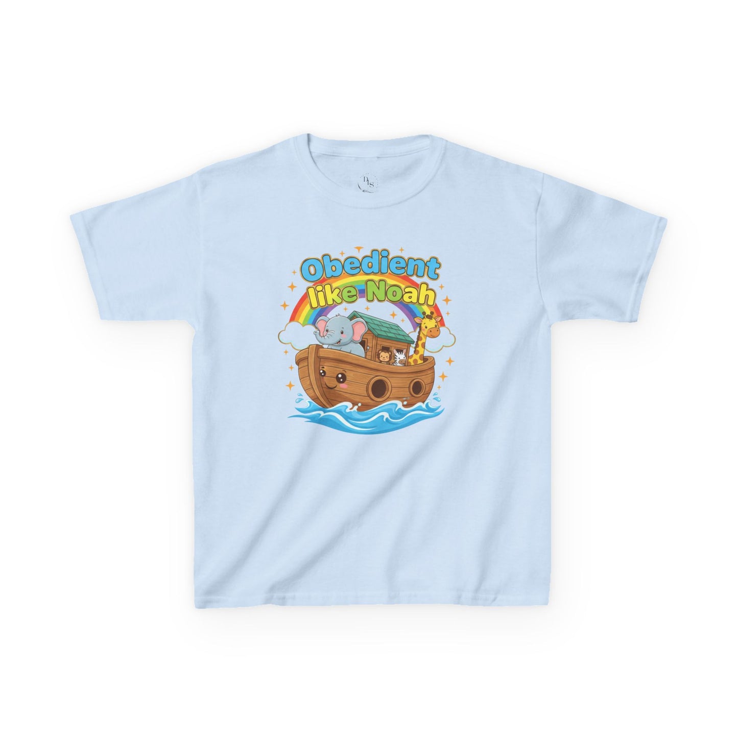 Kids Tee — "Obedient Like Noah" Cute Noah's Ark Bible Shirt