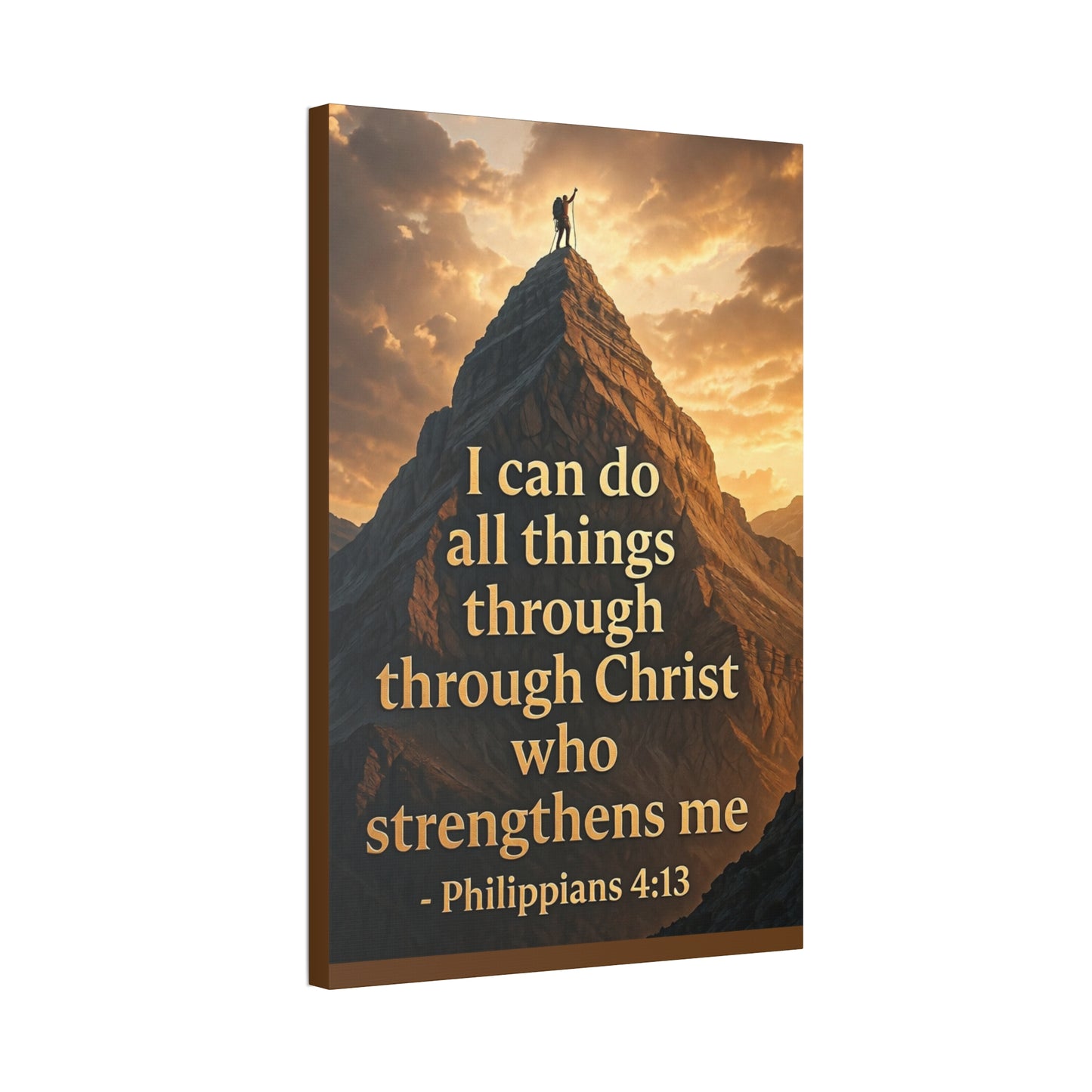 Philippians 4:13 Mountain Canvas Print — Inspirational Christian Wall Art