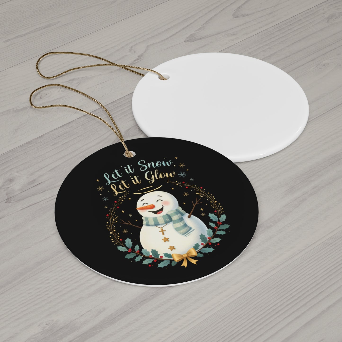 Whimsical Snowman Ceramic Ornament - Holiday Decor