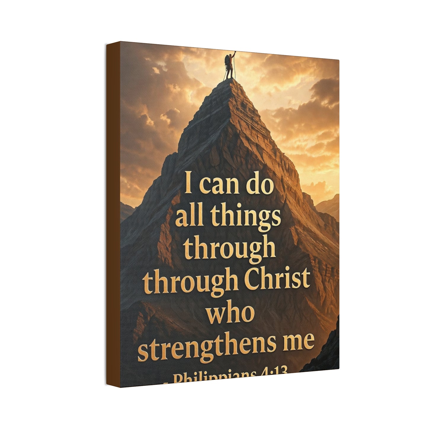 Philippians 4:13 Mountain Canvas Print — Inspirational Christian Wall Art