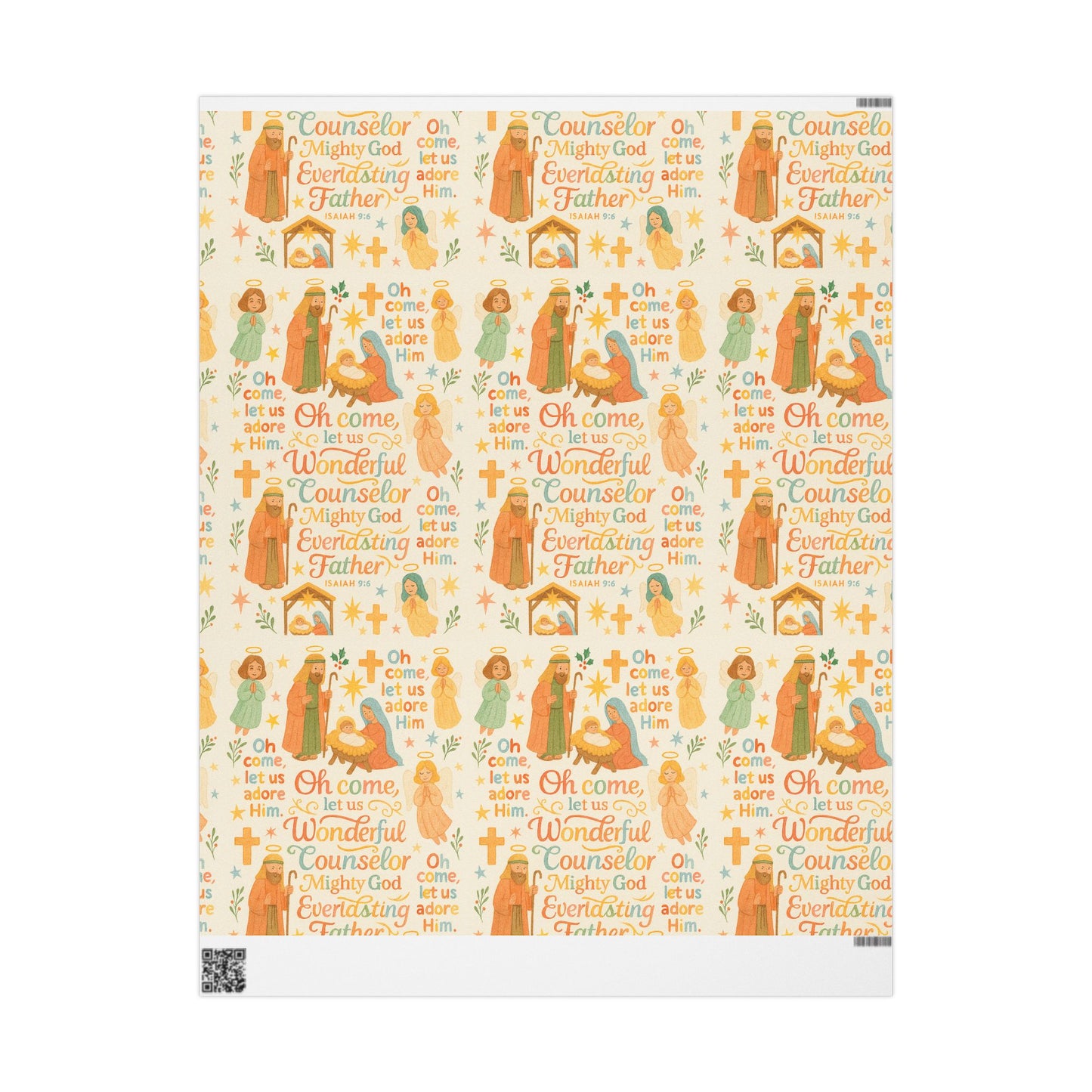 Christmas Nativity Wrapping Paper — "His Name Shall Be Called Wonderful Counselor" Religious Gift Wrap