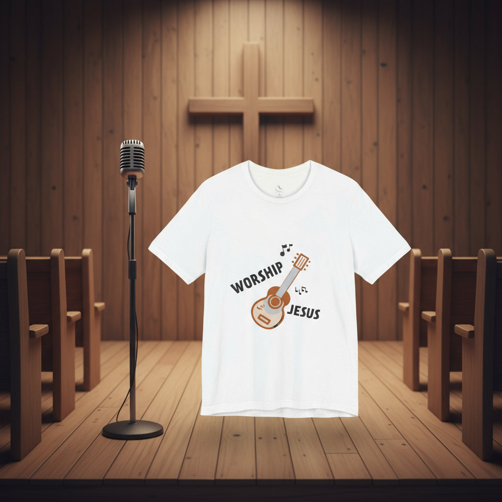 Worship Jesus with the guitar music ministry t shirt
