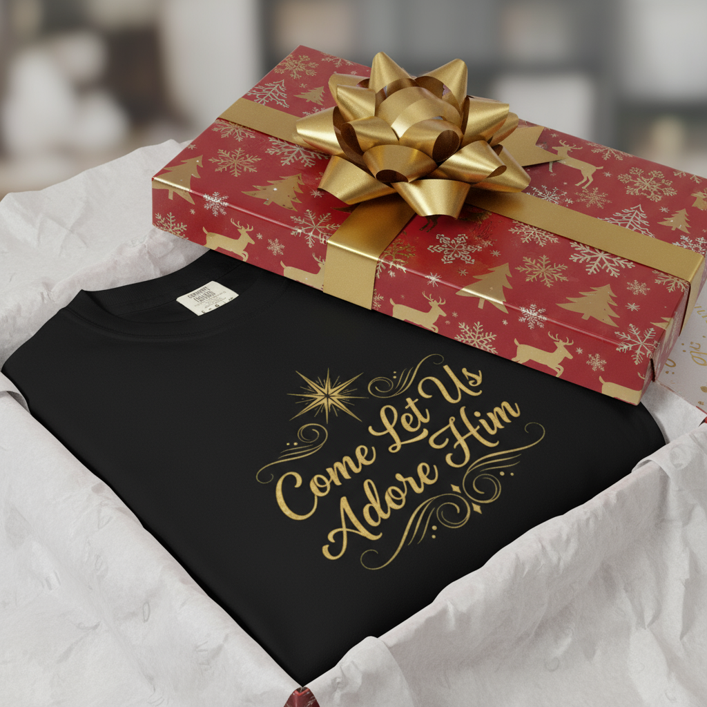 Holiday Inspirational T-Shirt: 'Come Let Us Adore Him'