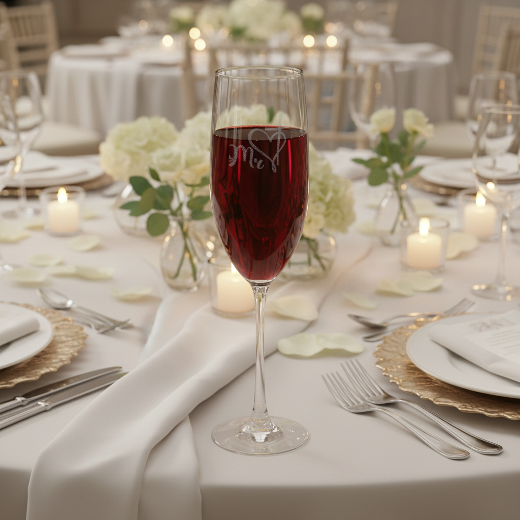 Mr. Engraved 8oz Champagne Flute — Heart & Cross Love Design