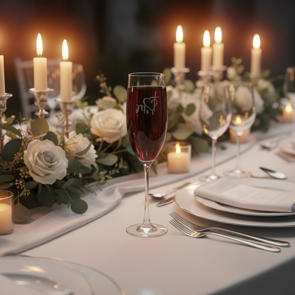 Mr. Engraved 8oz Champagne Flute — Heart & Cross Love Design