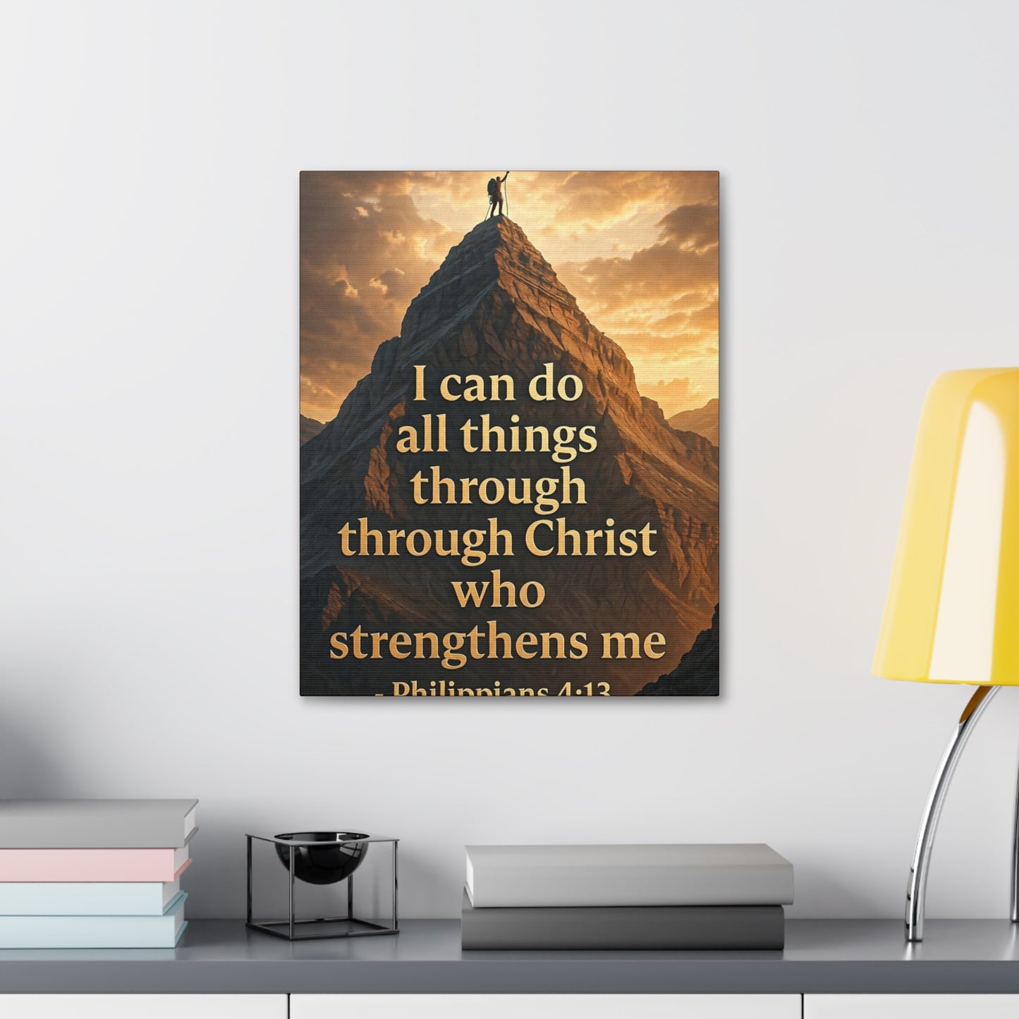 Philippians 4:13 Mountain Canvas Print — Inspirational Christian Wall Art