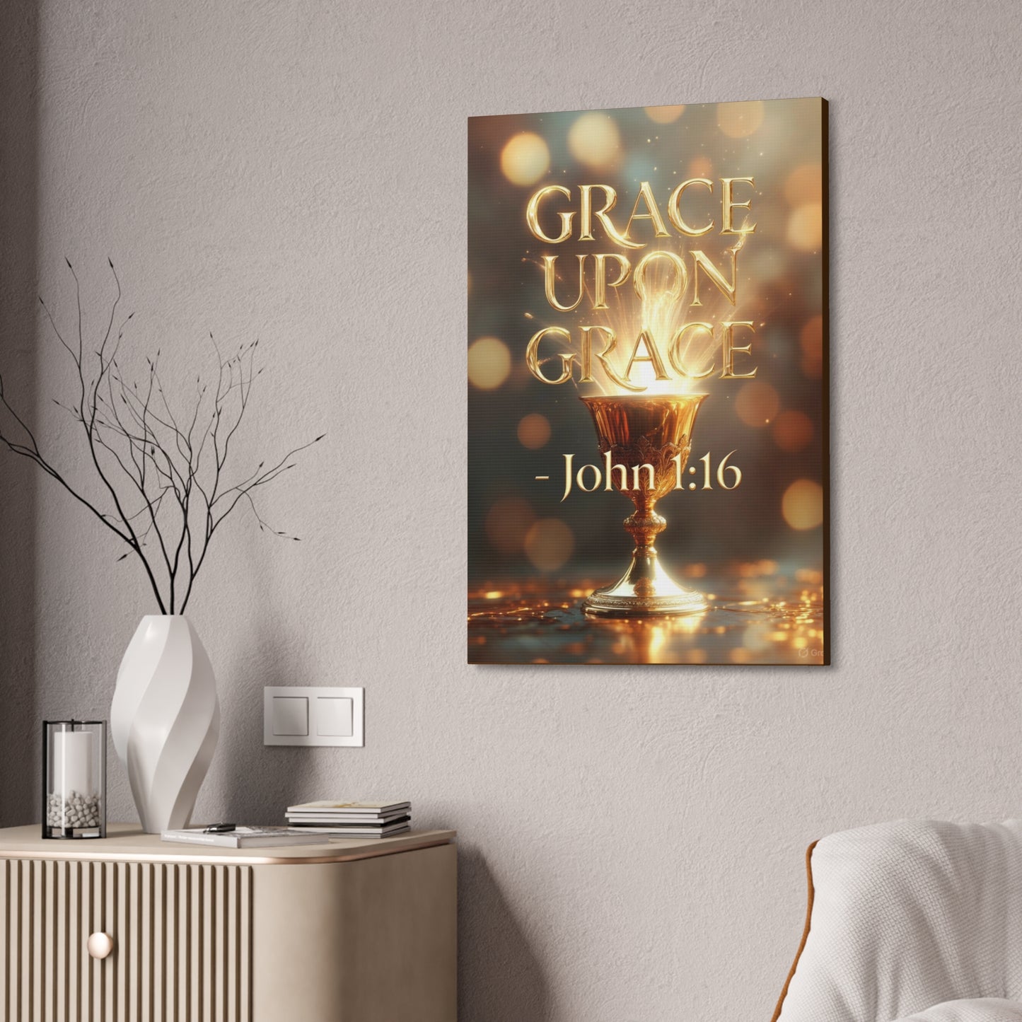 "Upon Grace" John 1:16 Canvas Wall Art