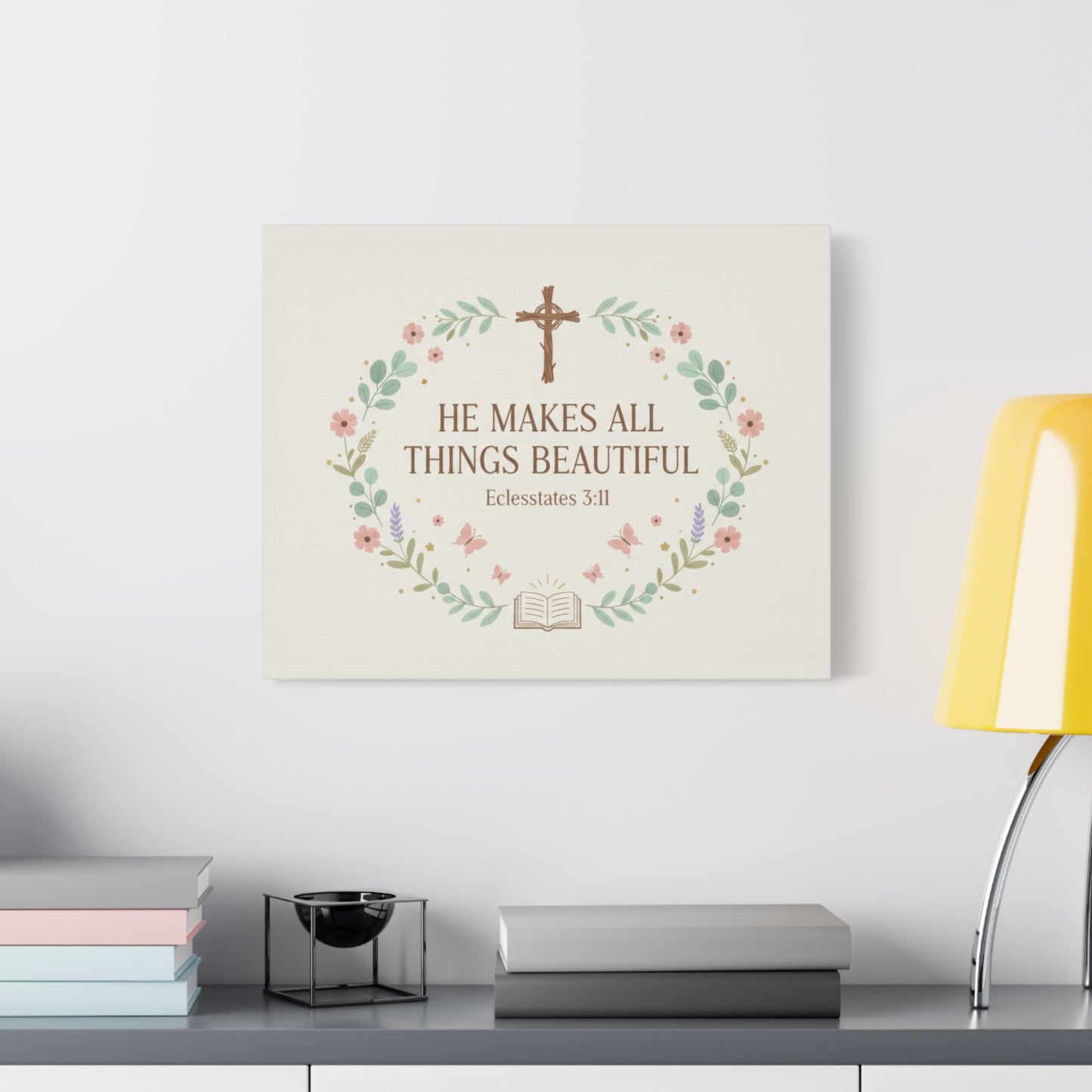 He Makes All Things Beautiful Satin Canvas Wall Art (Ecclesiastes 3:11)