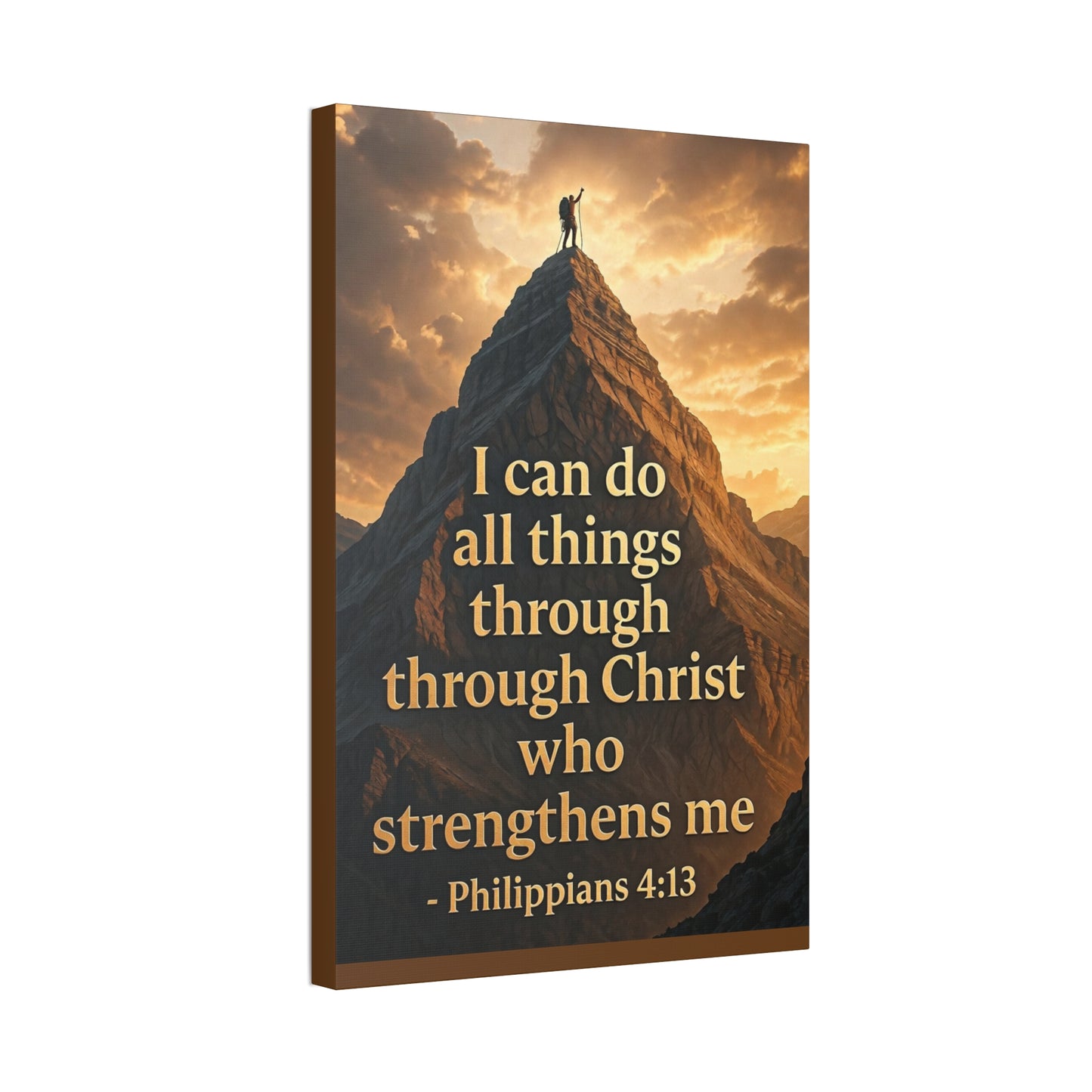 Philippians 4:13 Mountain Canvas Print — Inspirational Christian Wall Art