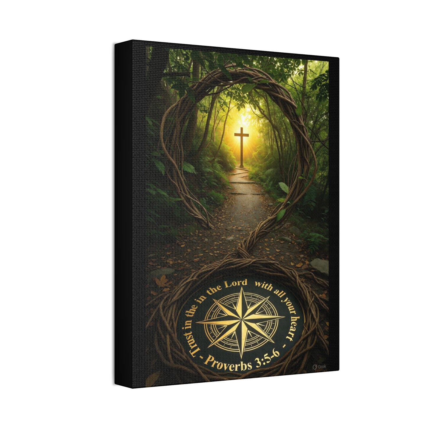 Christian Canvas Wall Art — 'Trust in the Lord' Cross Pathway (Proverbs 3:5-6)