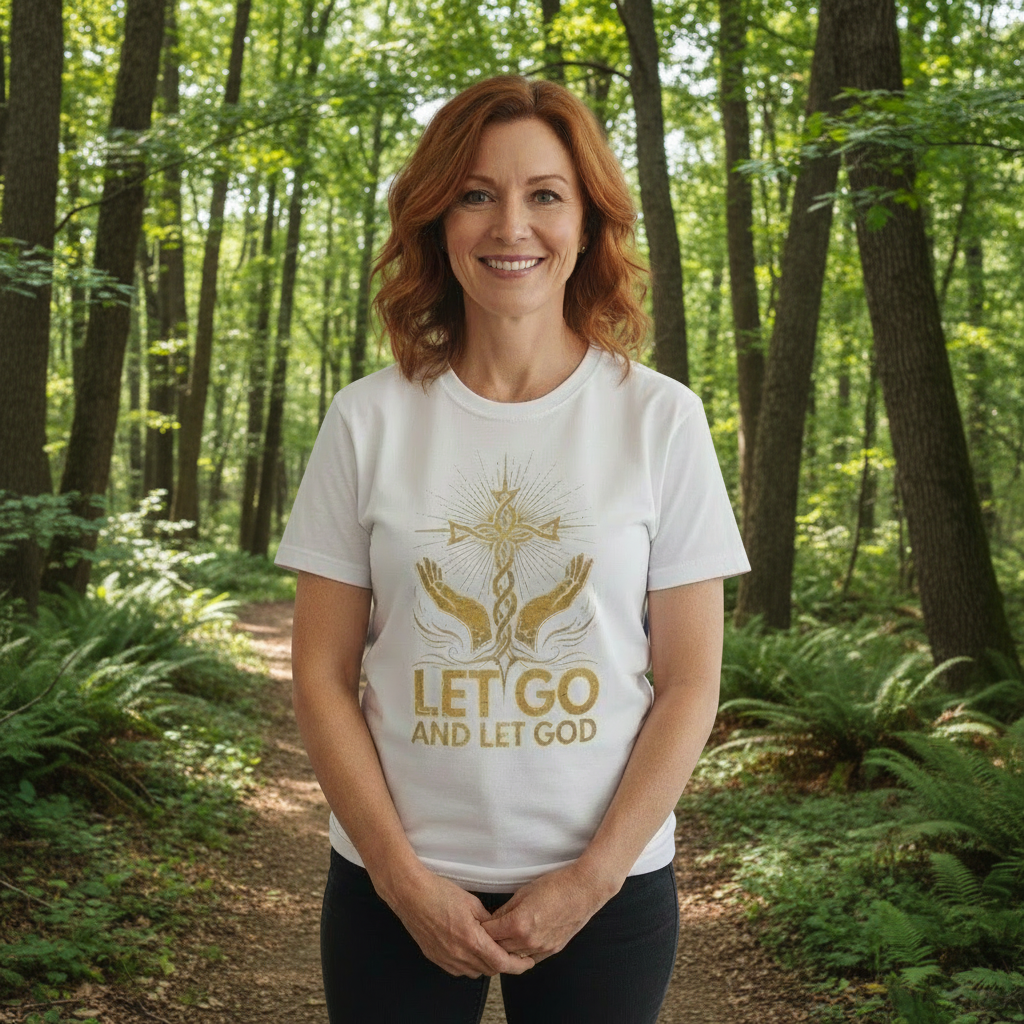 Let Go Floral Minimalist T-Shirt — Small Chest Graphic, Relaxation & Mindfulness Tee