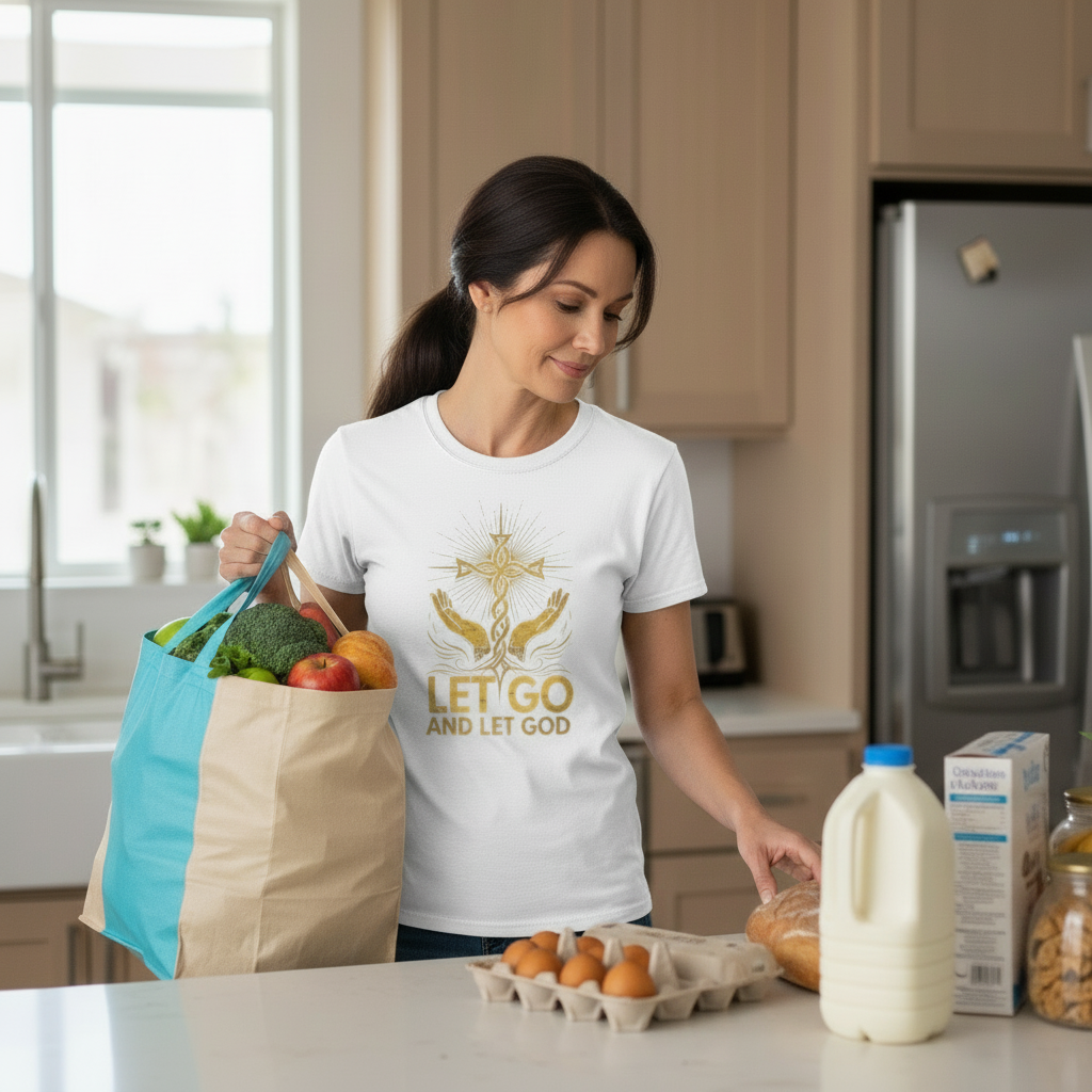 Let Go Floral Minimalist T-Shirt — Small Chest Graphic, Relaxation & Mindfulness Tee