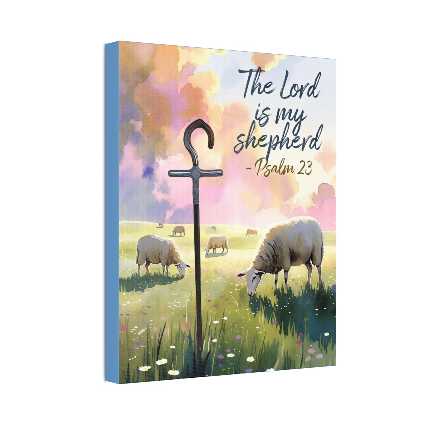Psalm 23 Canvas Wall Art – “The Lord is My Shepherd” Stretched Canvas