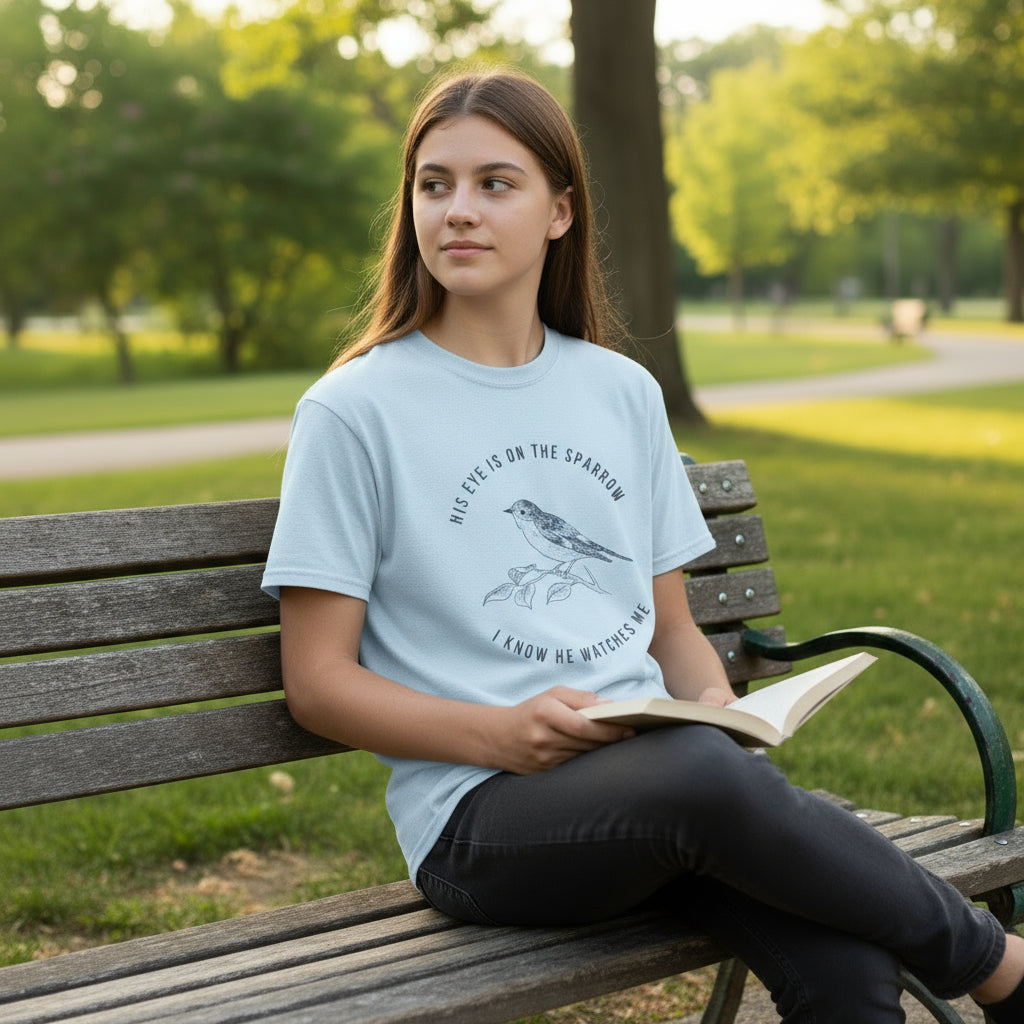 His eye is on the sparrow, and I know He watches me, Casual Wear, Nature Lover Shirt, Spring Fashion