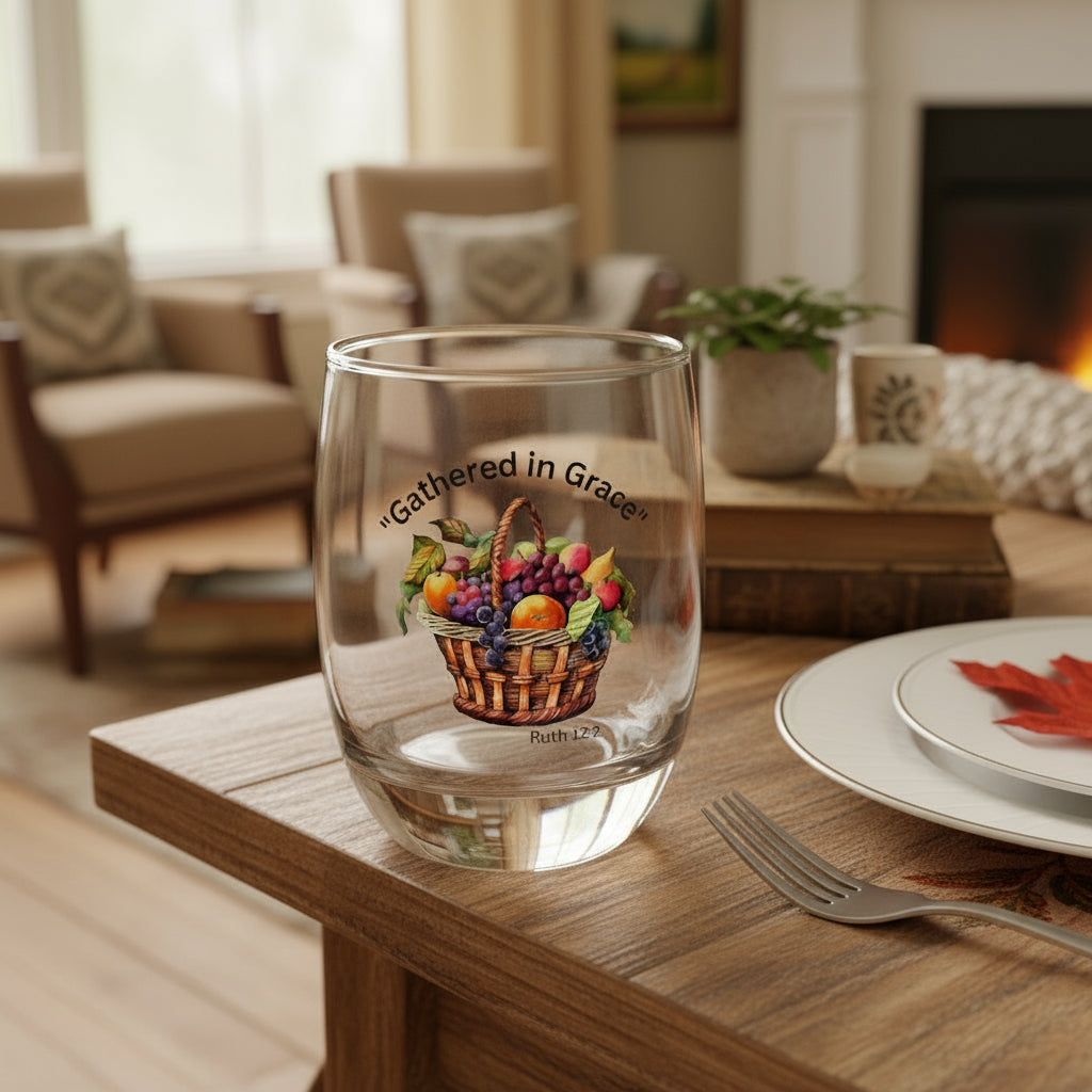 Gathered in Grace Whiskey Glass - Unique Gift, Home Bar Decor, Celebration Drinkware, Christian Encouragement, Personalized Gift