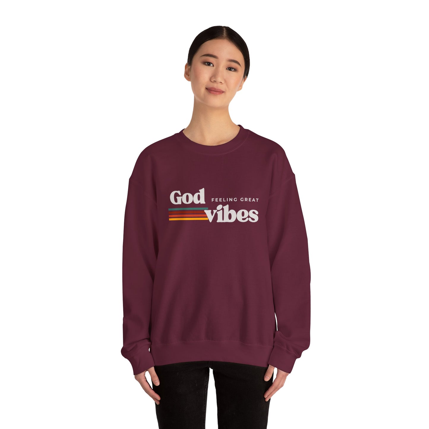 God Vibes Unisex Sweatshirt, Cozy Crewneck for Relaxation, Everyday Wear, Gifts for Friends, Spiritual & Casual Fashion