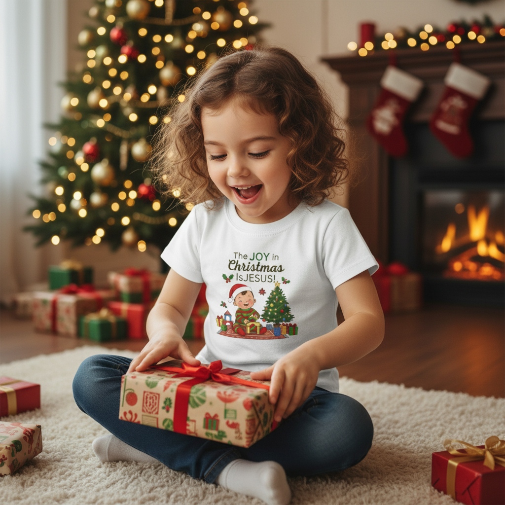 Toddler Tee — "The Joy in Christmas is Jesus" Cute Christian Holiday Shirt