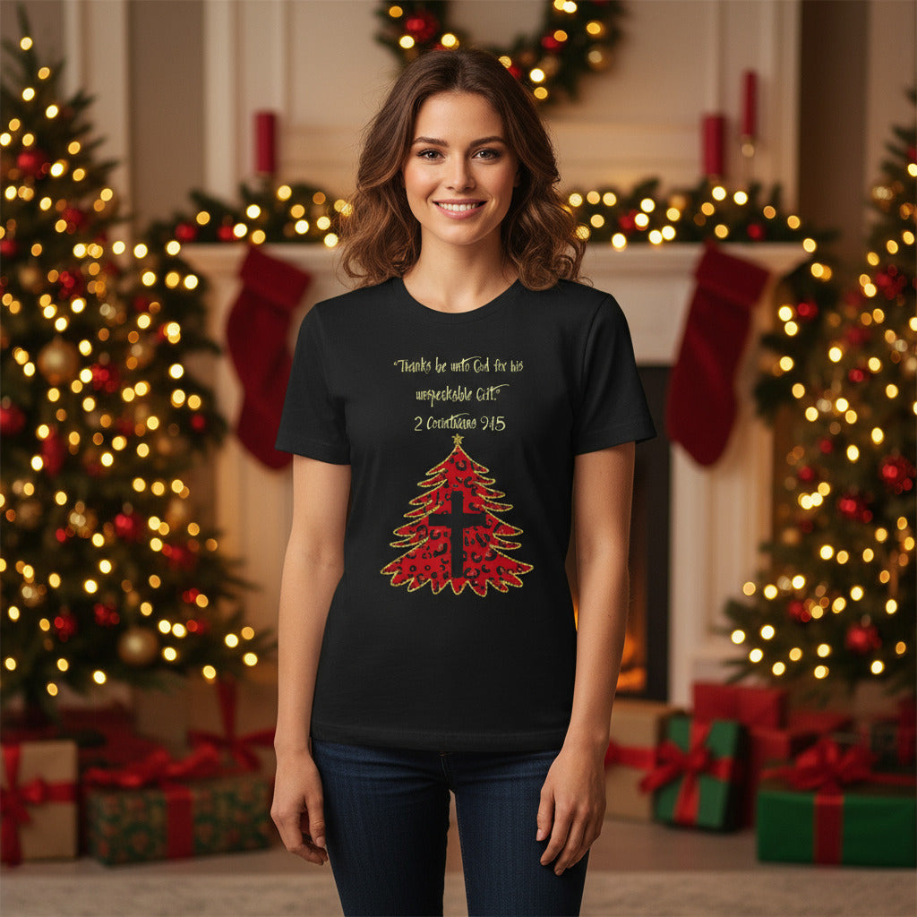 Christmas Tree Inspirational Tee, Unisex Short Sleeve Shirt, Holiday Gift, Christian Apparel, Faith-Based T-Shirt