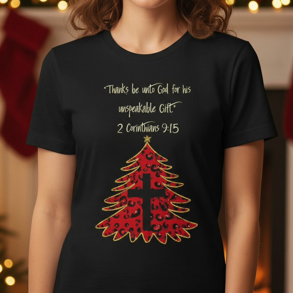 Christmas Tree Inspirational Tee, Unisex Short Sleeve Shirt, Holiday Gift, Christian Apparel, Faith-Based T-Shirt