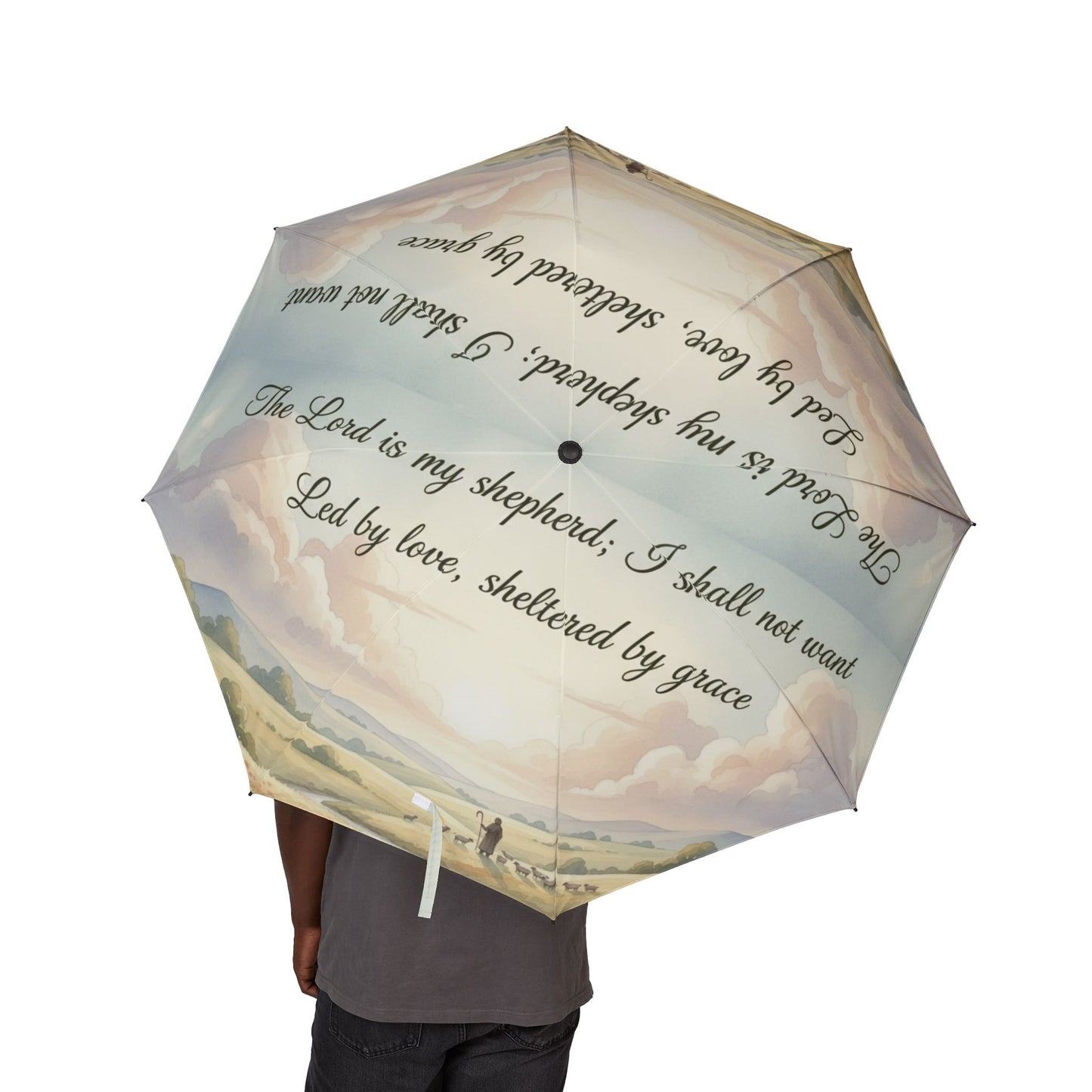 Chic Semi-Automatic Foldable Umbrella with Inspirational Quote