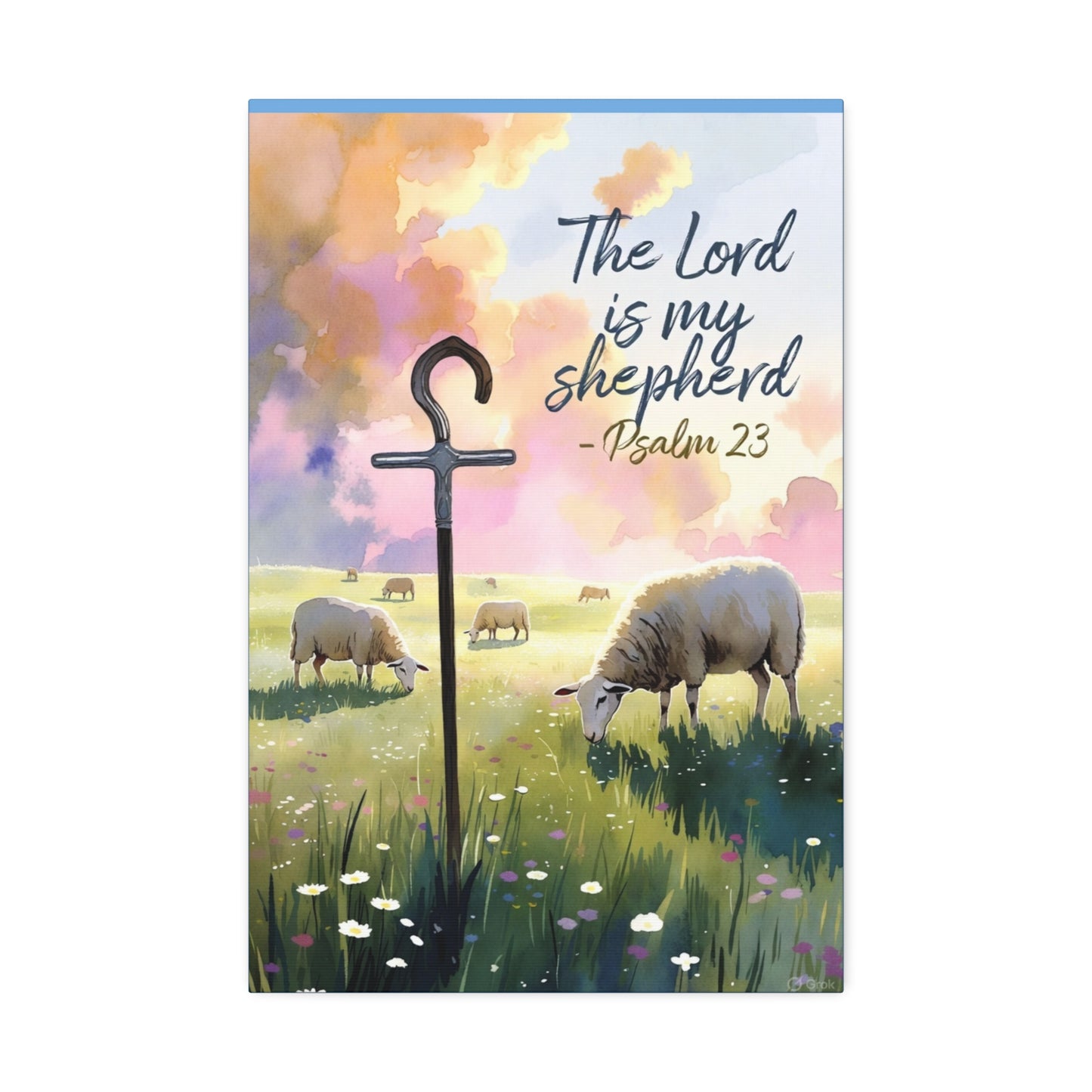 Psalm 23 Canvas Wall Art – “The Lord is My Shepherd” Stretched Canvas