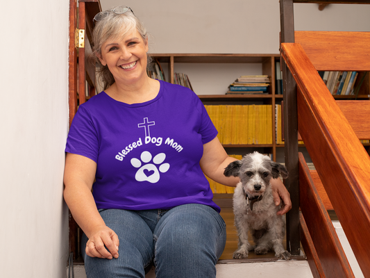 Blessed Dog Mom Tee - Perfect Gift for Pet Lovers, Christian Dog Moms, Casual Wear, Dog Themed Tee, Birthday Gift Idea
