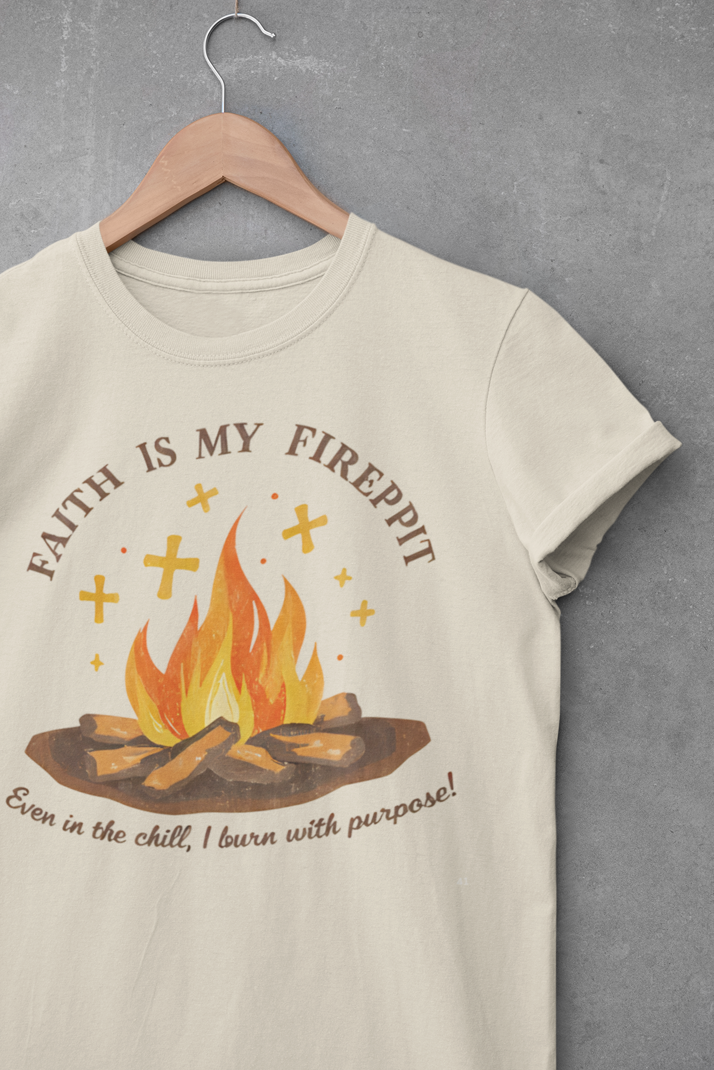 Faith Is My Firepit Tee, Unisex Short Sleeve Shirt, Inspirational Tee, Cozy Campfire Top, Faith-Based Gift, Summer Celebration Apparel