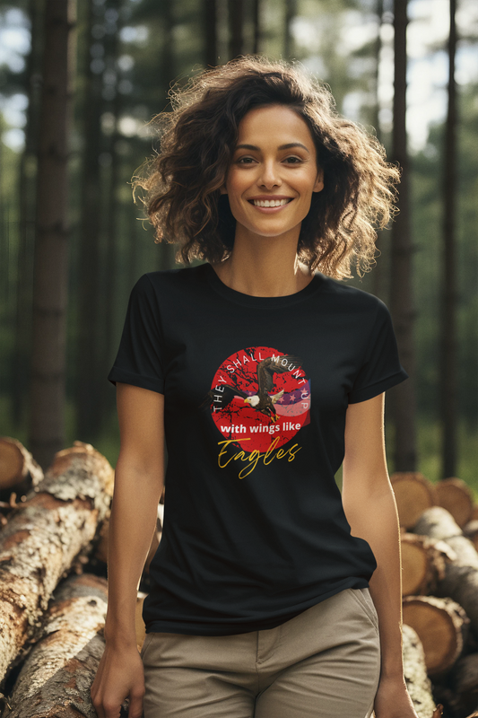 Mount Up with Wings Like Eagles T-Shirt – Patriotic Christian Apparel | Isaiah 40:31 Front & Back Design T-Shirt
