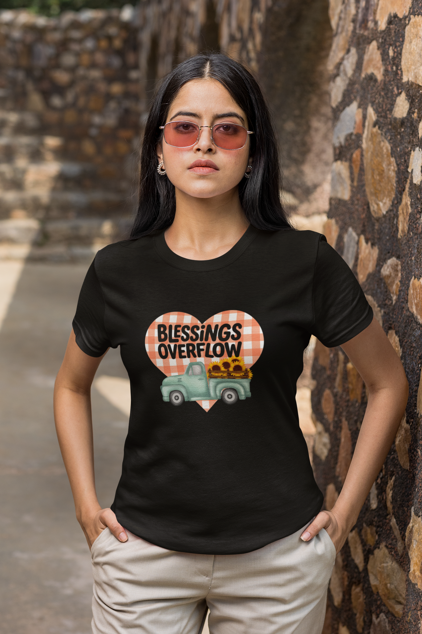 Blessings Overflow T-Shirt, Heart Graphic Tee, Cute Summer Shirt, Gift for Her, Casual Outfit