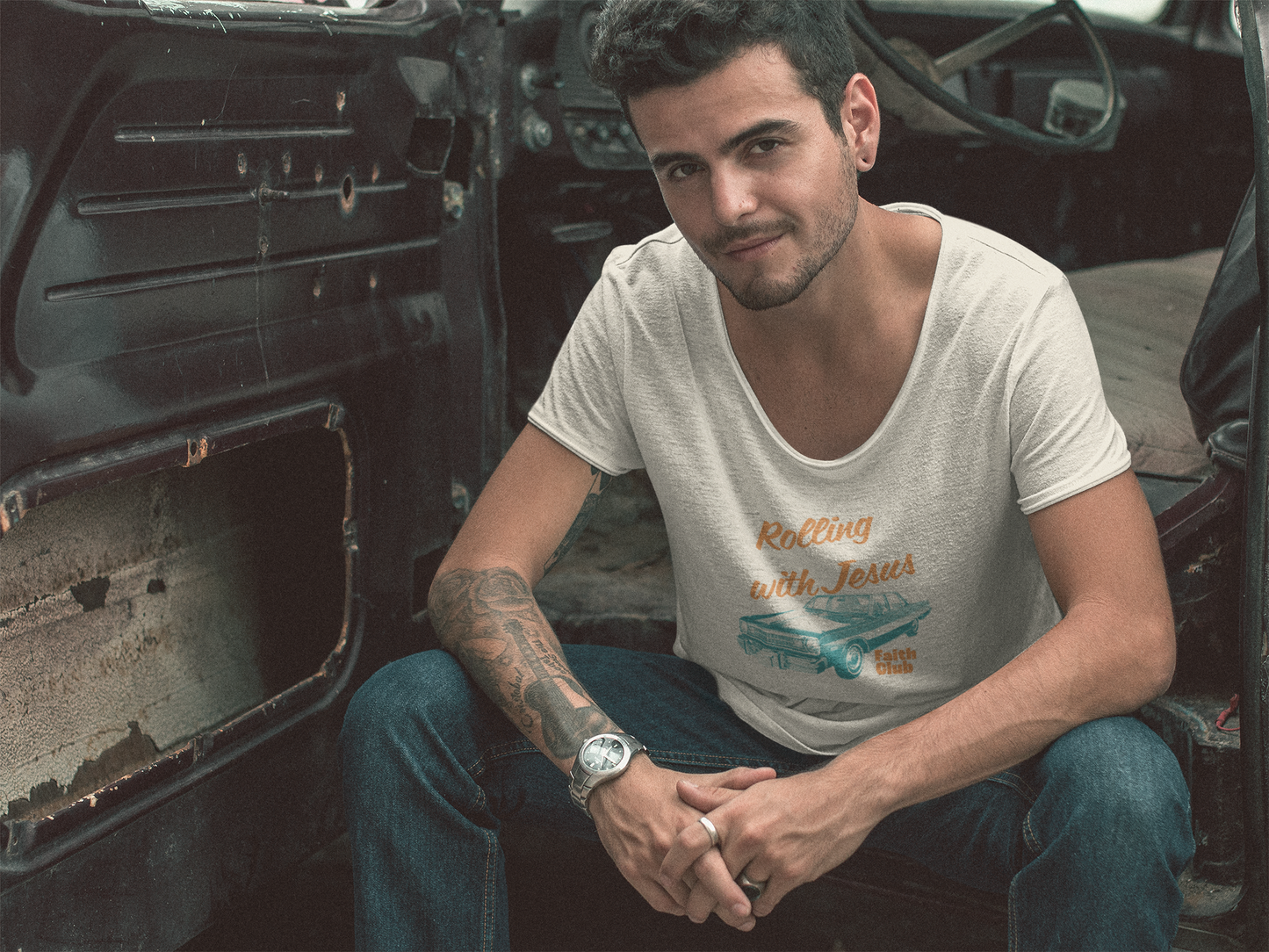 Rolling With Jesus Faith Club vintage car t shirt