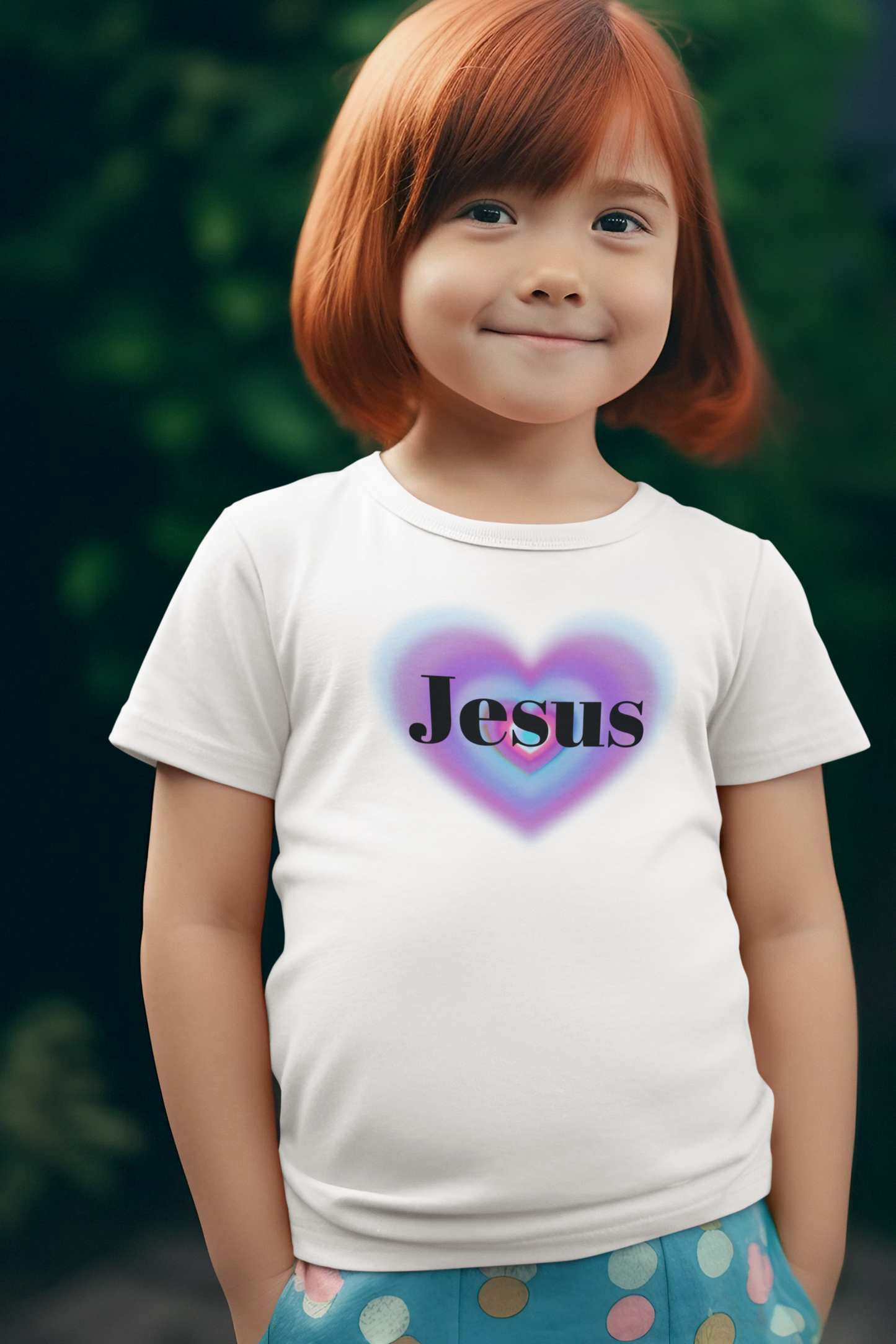 Jesus Heart Kids Tee - Cute Gift for Christian Kids, Birthday, Easter, Church Events, Faith-Based Apparel