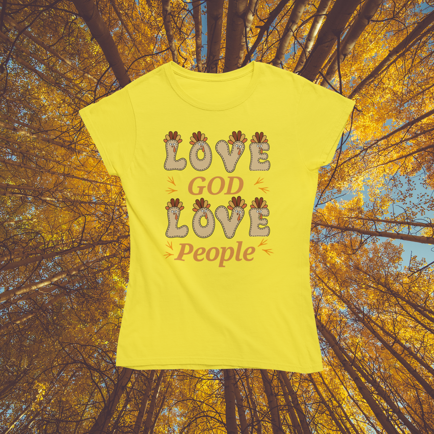 Thanksgiving Love God, Love People Fun Turkey T shirtTee - Unisex Jersey Short Sleeve T-Shirt