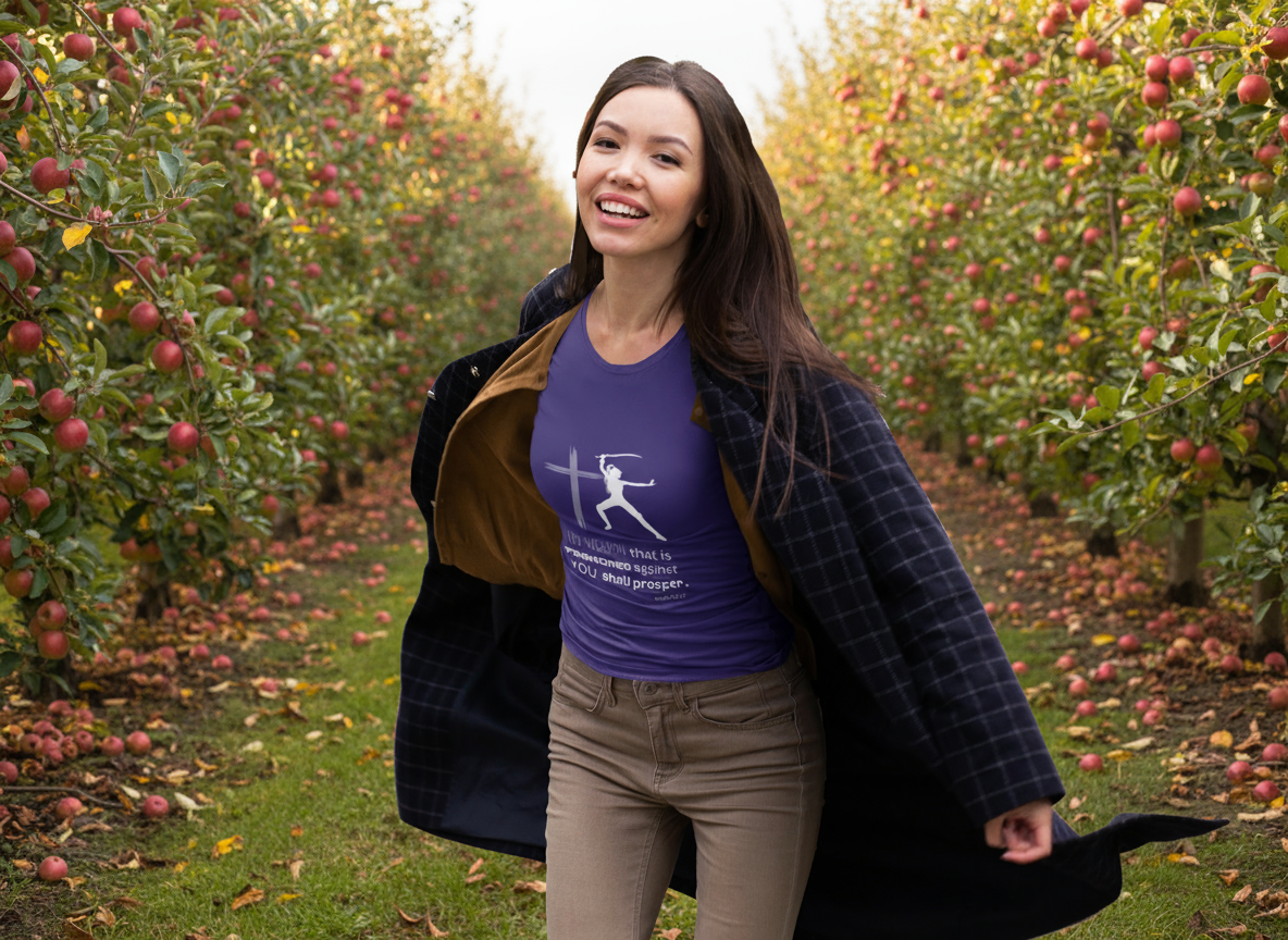 Spiritual warfare t shirt.  No weapon fashioned against me shall prosper. In Jesus Name - Perfect for Everyday Wear