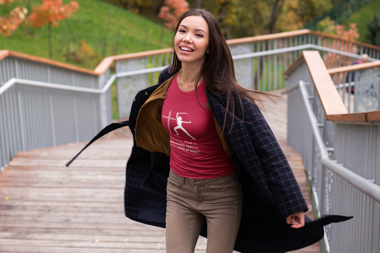 Spiritual warfare t shirt.  No weapon fashioned against me shall prosper. In Jesus Name - Perfect for Everyday Wear