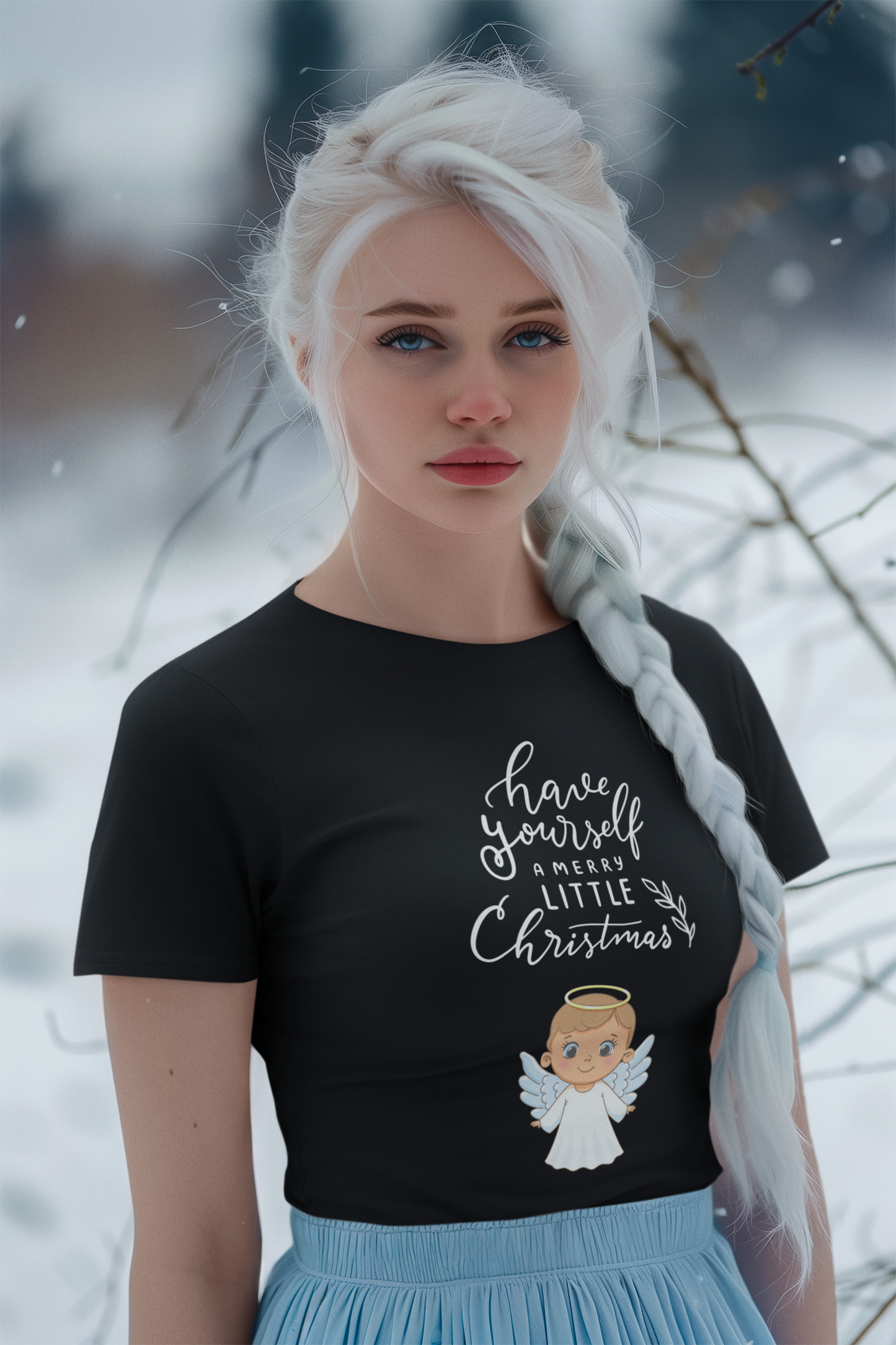 Have yourself a Merry Little Christmas Angel Wings Unisex Jersey Tee - Cute Graphic Short Sleeve T-Shirt