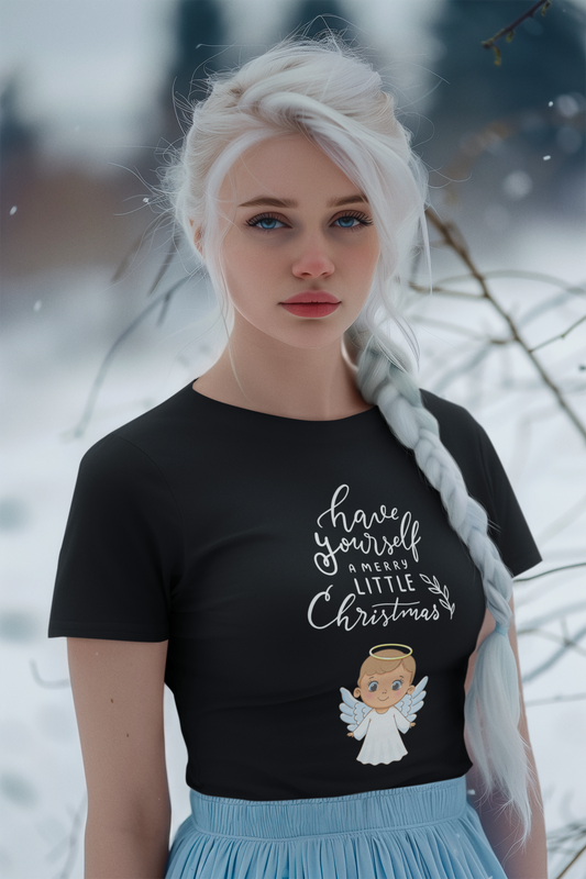 Have yourself a Merry Little Christmas Angel Wings Unisex Jersey Tee - Cute Graphic Short Sleeve T-Shirt