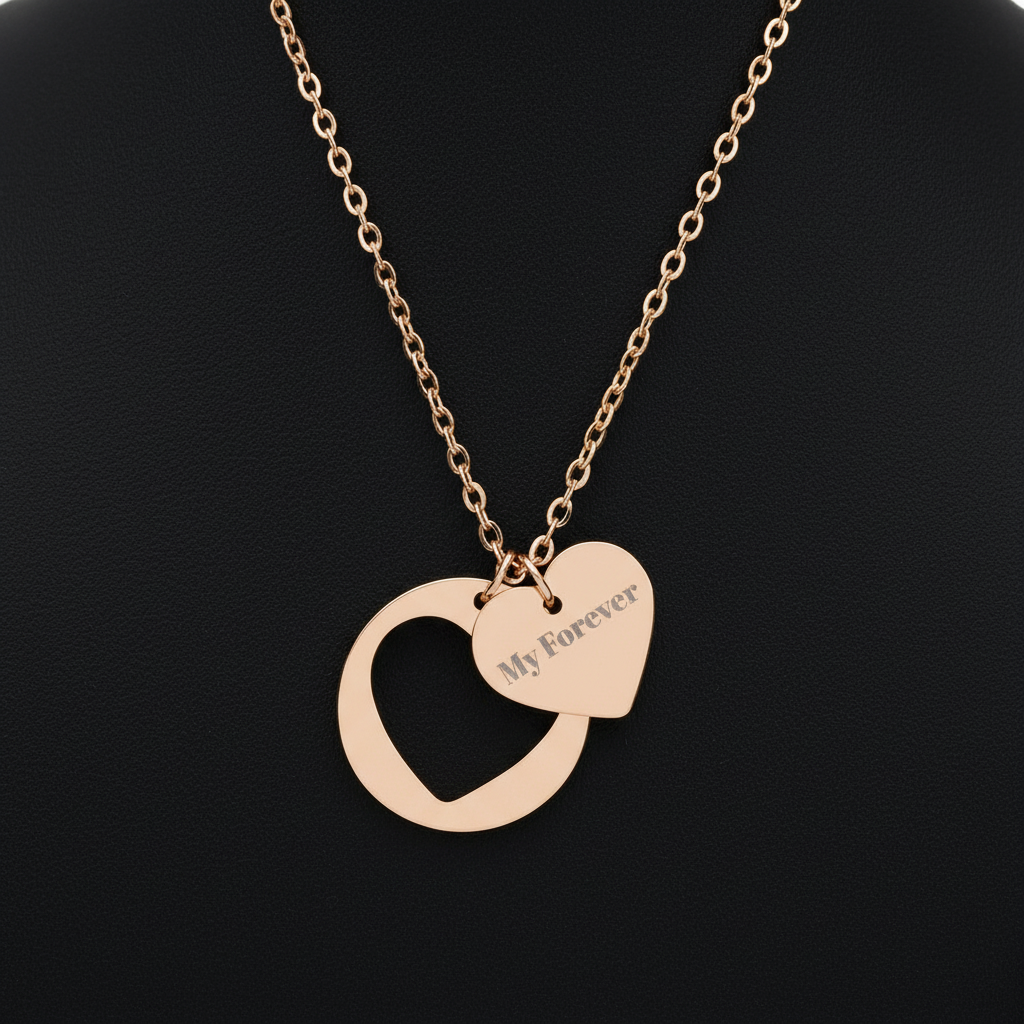 Engravable Heart Cutout Necklace — Personalized Silver Pendant for Women, Gift for Anniversary & Mother's Day